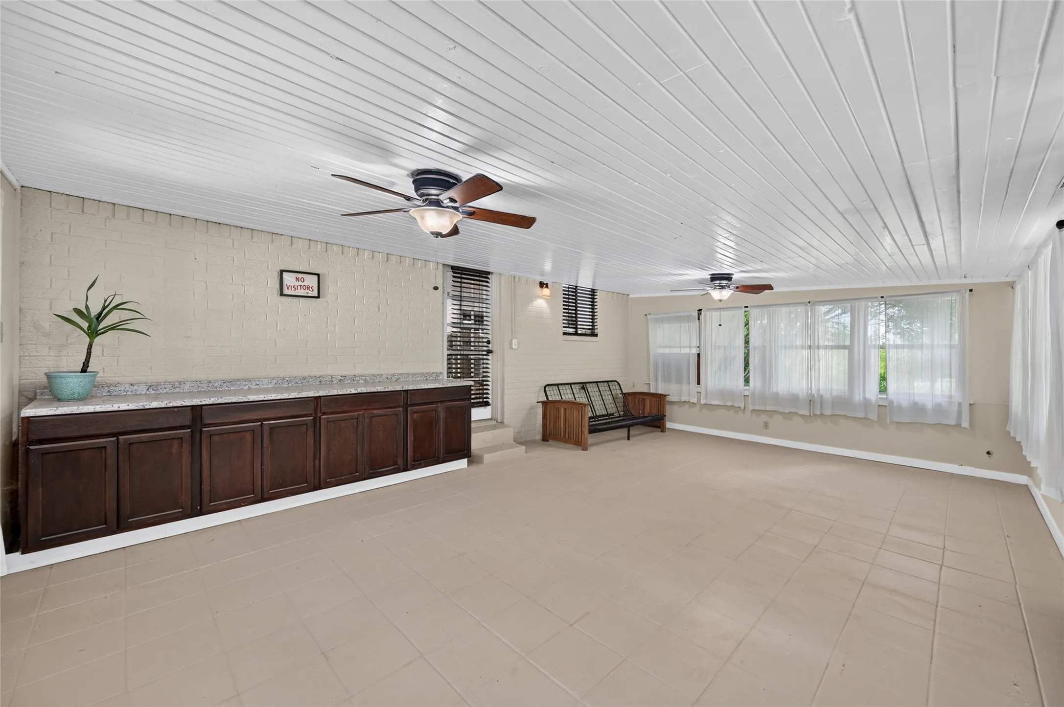 and a neutral wall color with white trim