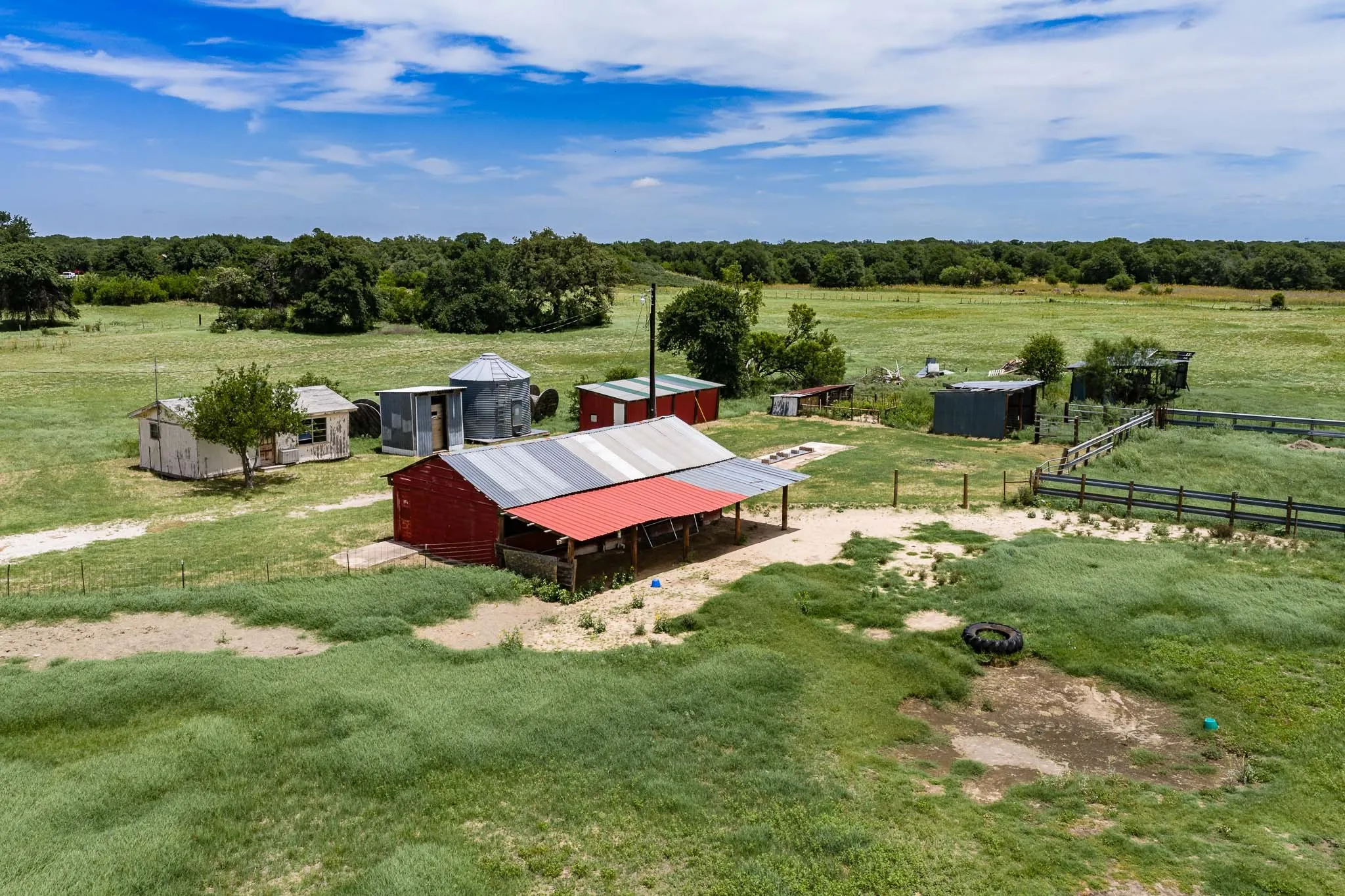 aerial of barns