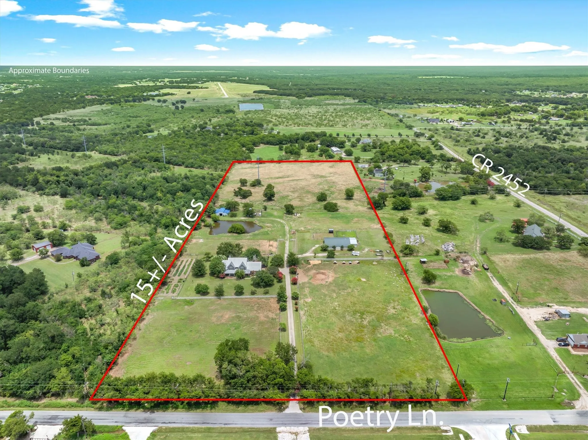 The perfect horse property, just large enough with beautiful home and horse barn, plenty of room for grazing, and Poetry area is known for it sandy soil.