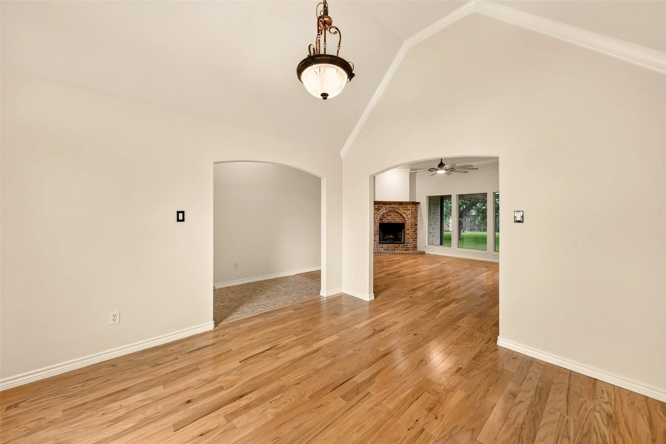 View showcasing the open layout between dining and living spaces.