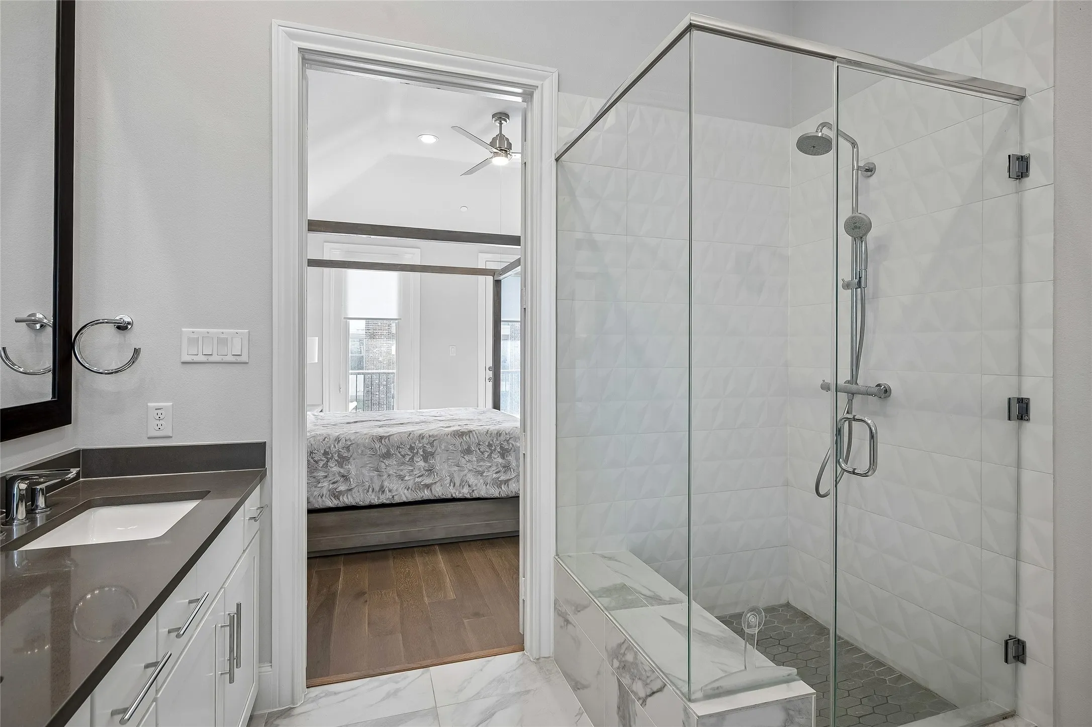 Nice Primary Bathroom with large glass shower