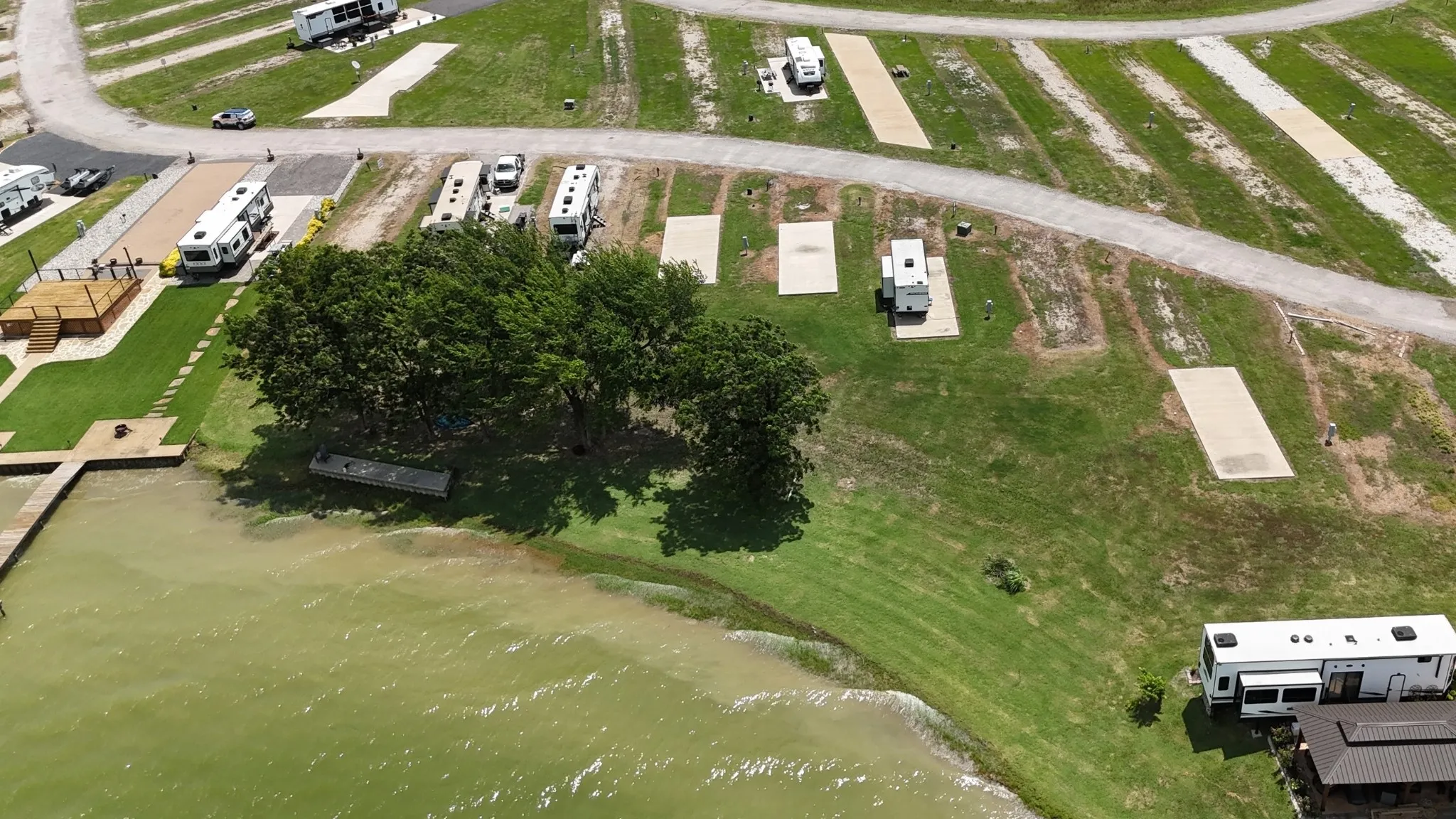 Elevated view of the lot near the water.
