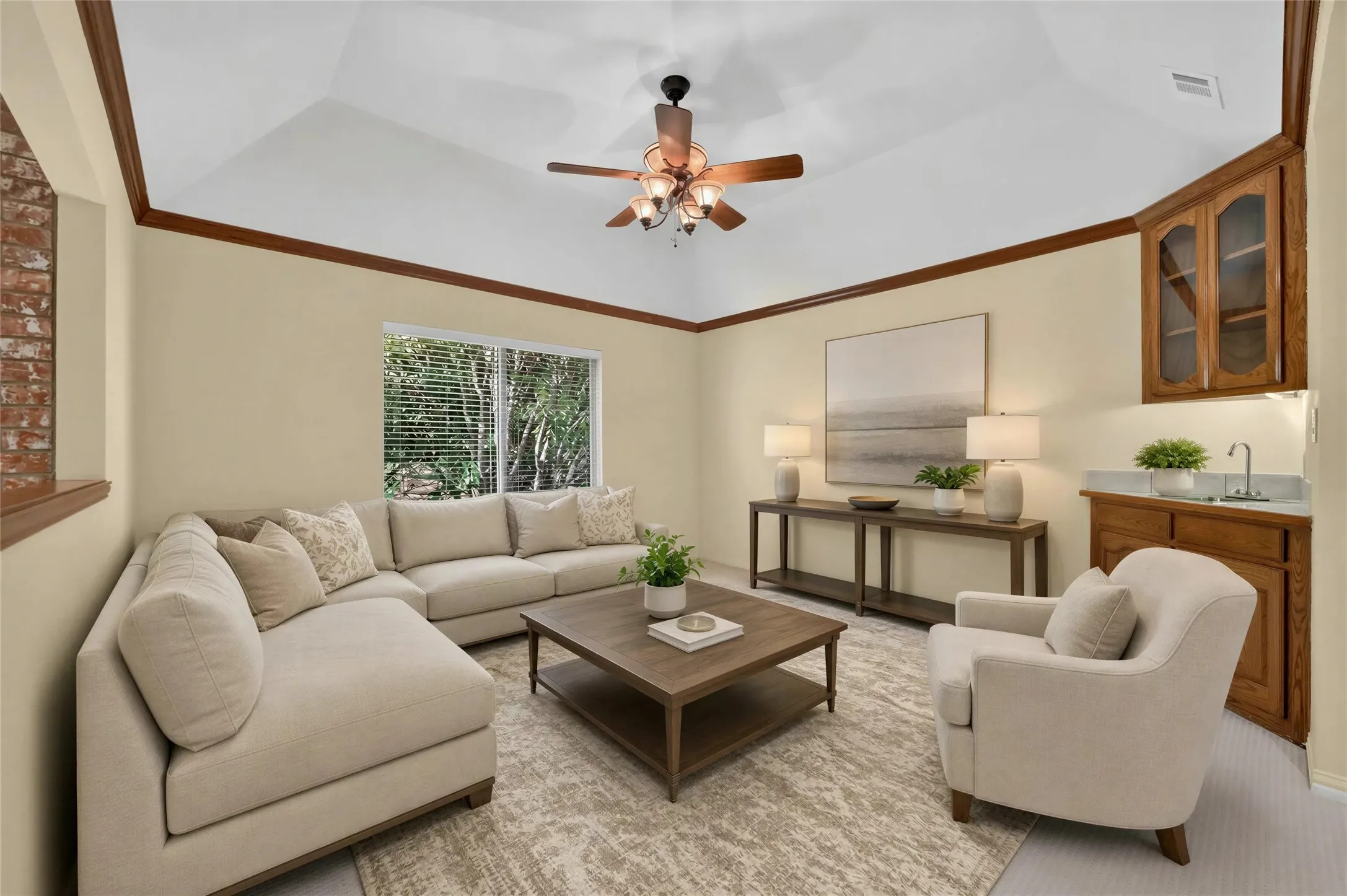 Virtually Staged Upstairs Living Room