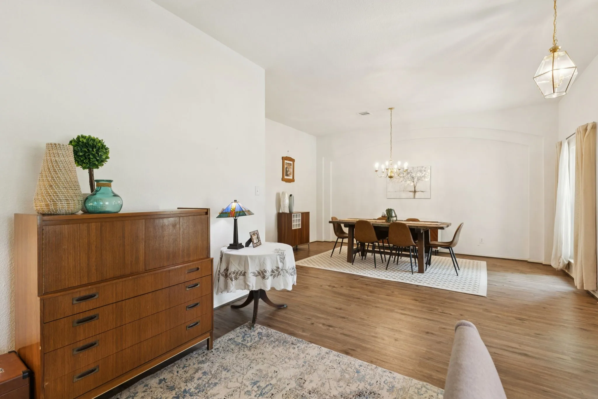 Looking across the living room toward the dining
room.