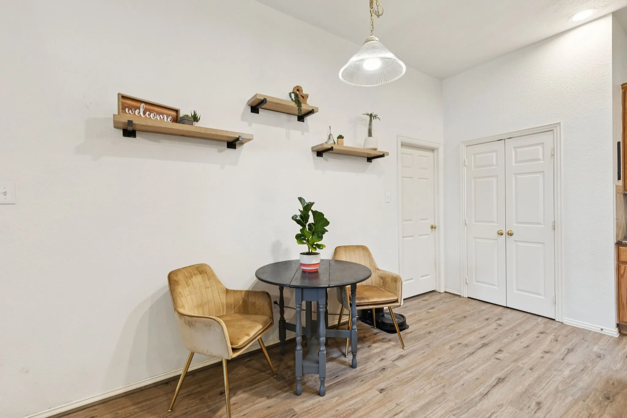 The nook offers space for a casual meal or your morning coffee.