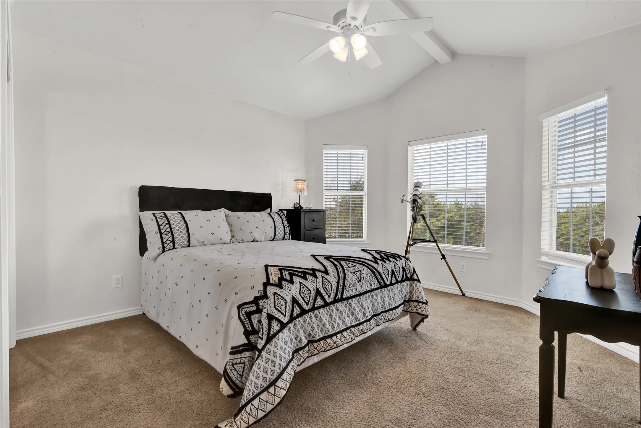 One of the two large bedrooms on the second floor