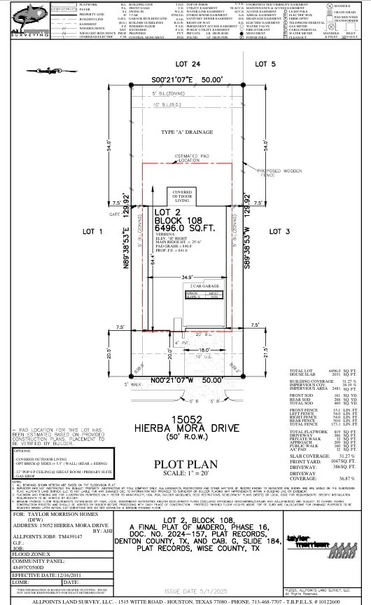 15052 Hierba Mora Drive  Preliminary Plot Plan