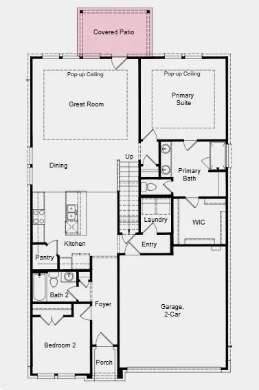 Additional Highlights Include: 12" pop up ceiling at primary suite and great room, gas drop at patio, GE energy star refrigerator, GE to load washer and dryer, and whole house blinds.