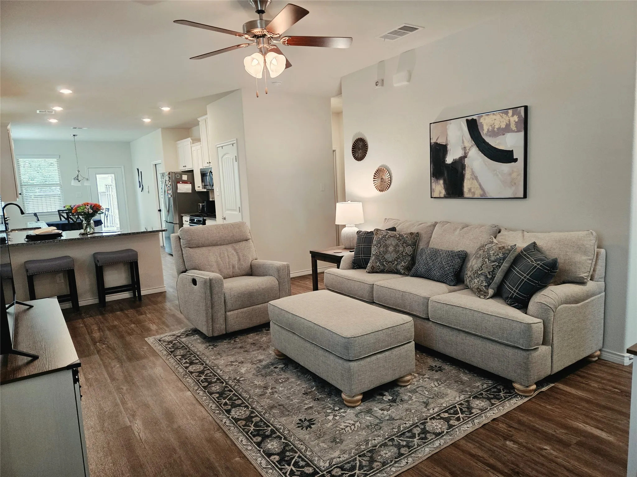 Open Floorplan with vinyl plank flooring.