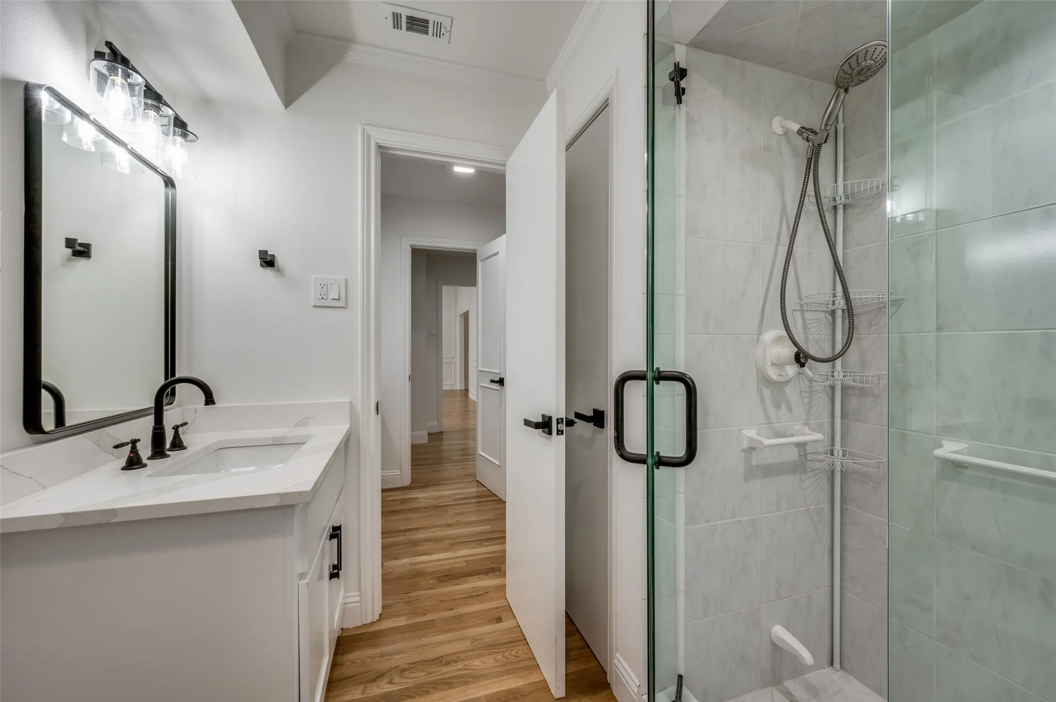 Secondary bath area with walk-in shower