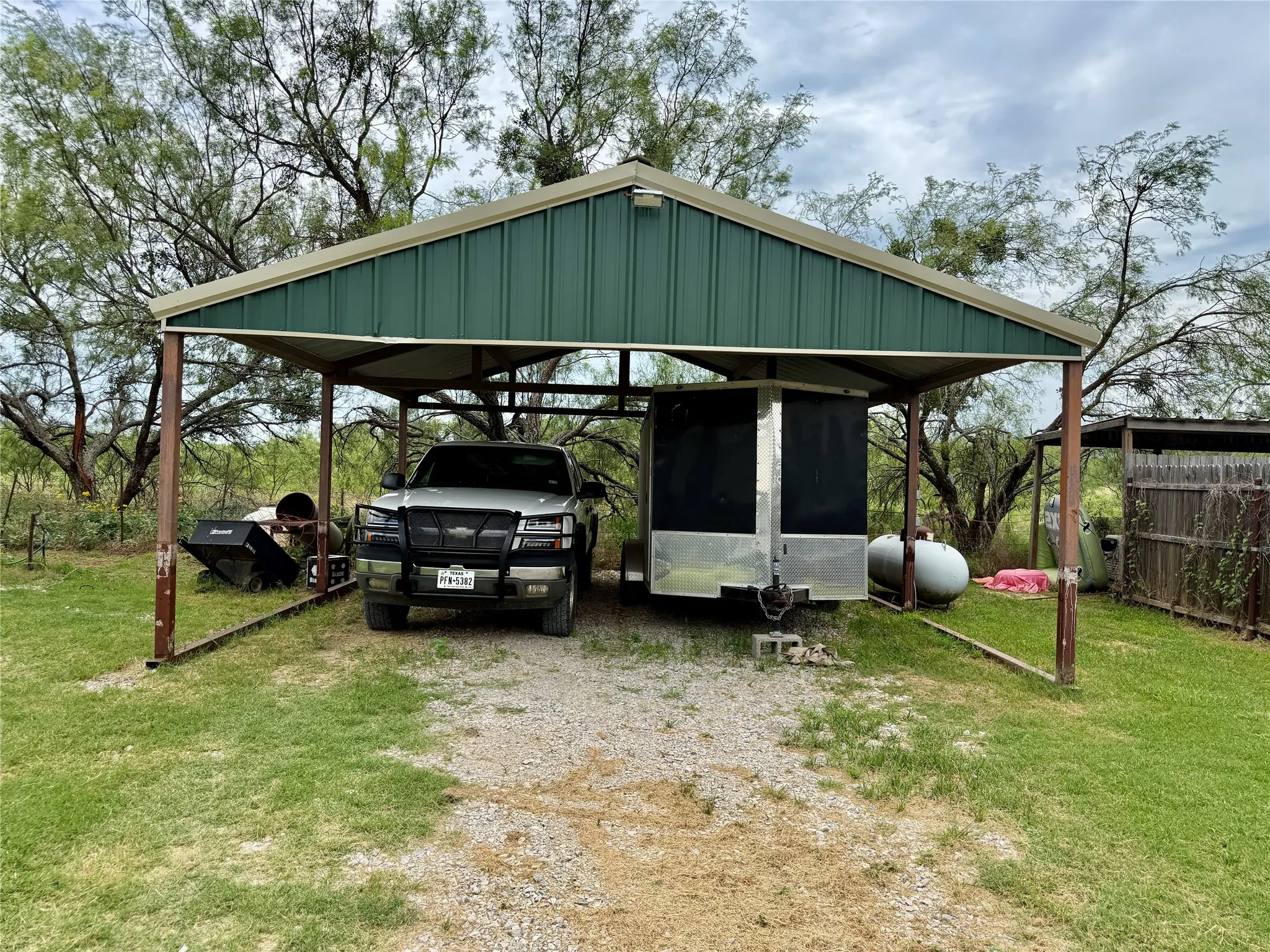 Two car carport with electricity