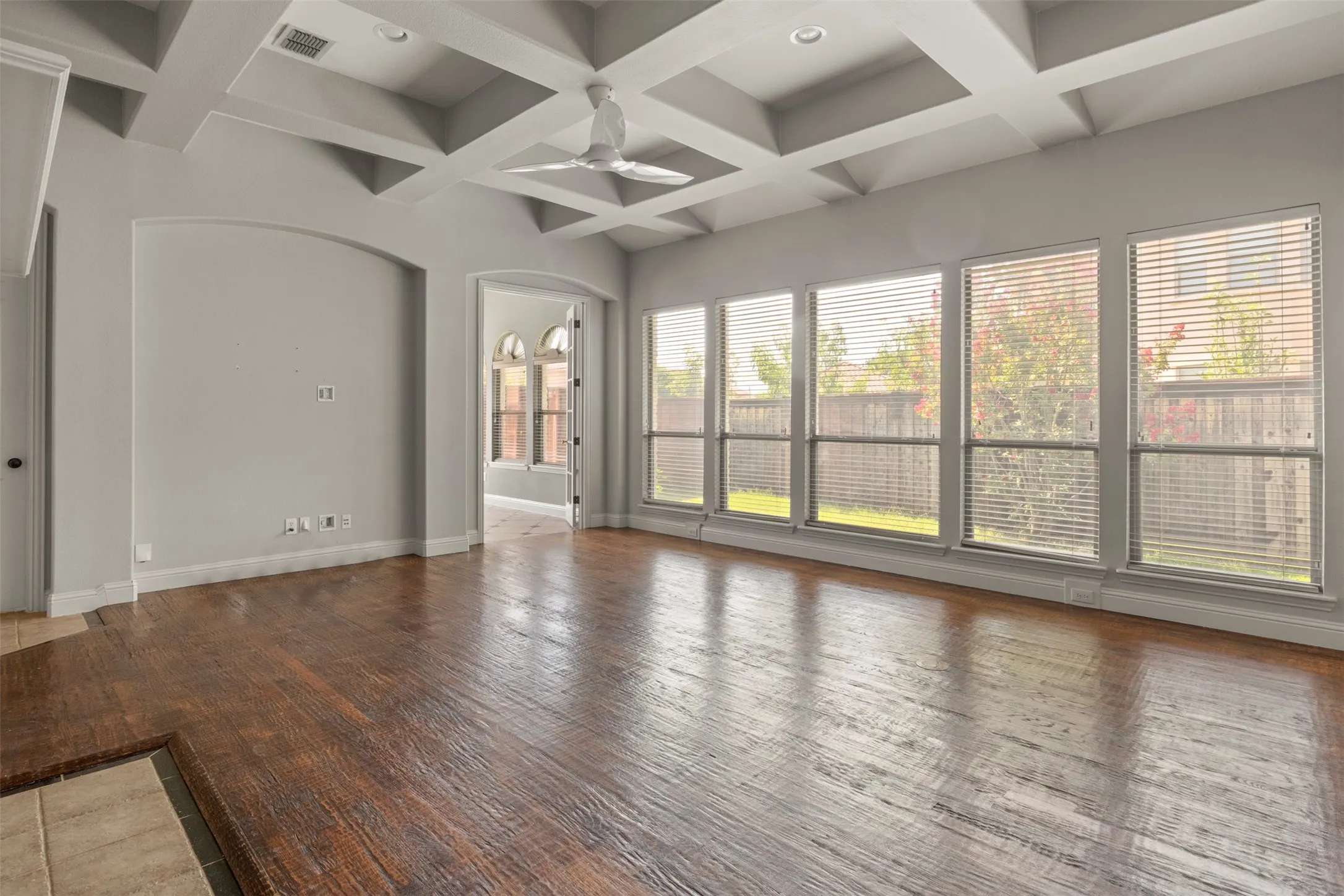 A wall of windows provides an abundance of natural light.