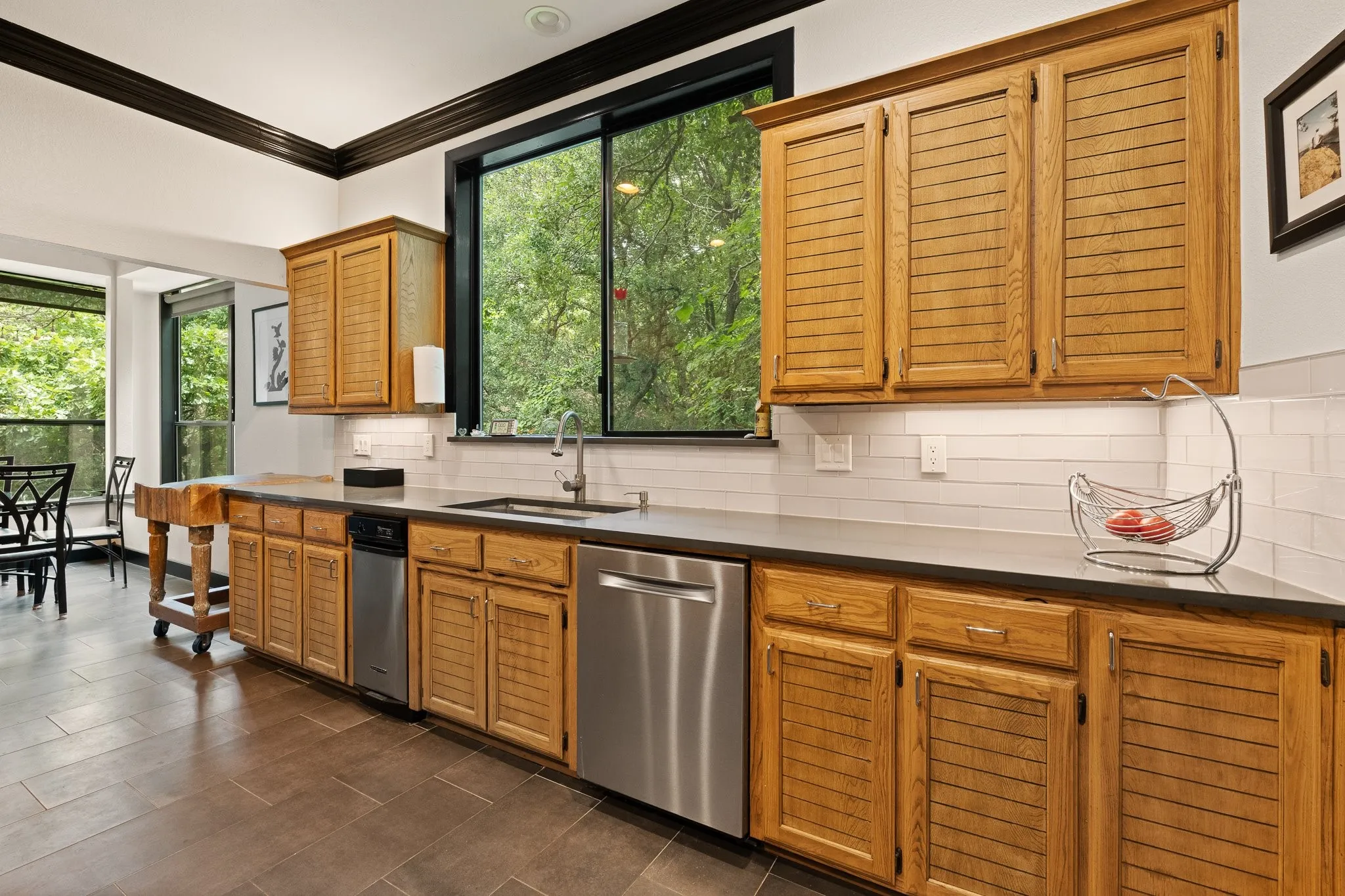 There is no lack of cabinets or countertop space in this Chef's Dream Kitchen