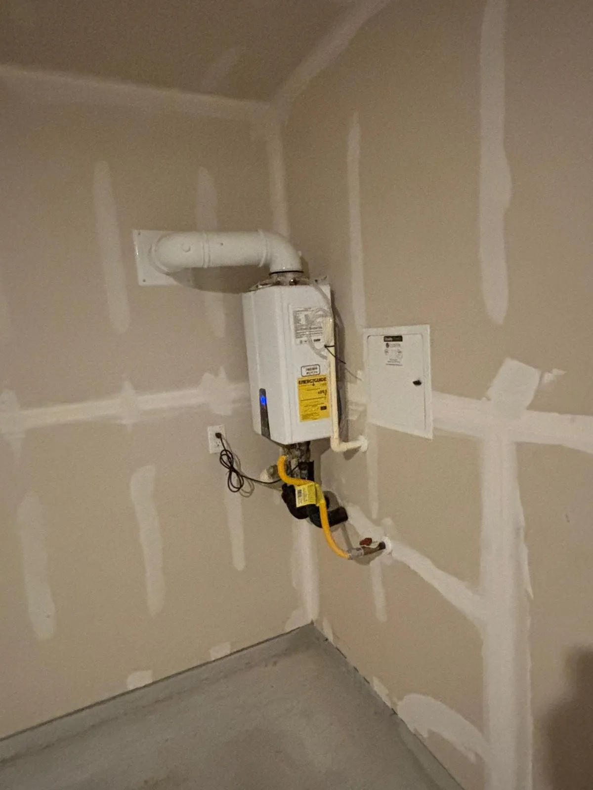 Tankless water heater installation showcasing a clean, compact design