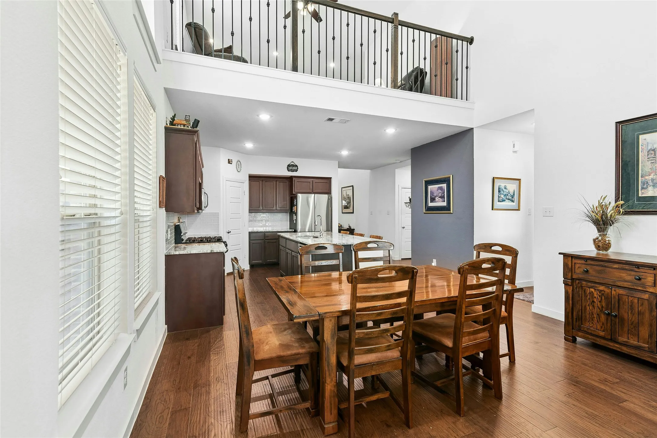 Dining Room & Upper Loft Living Room View.
