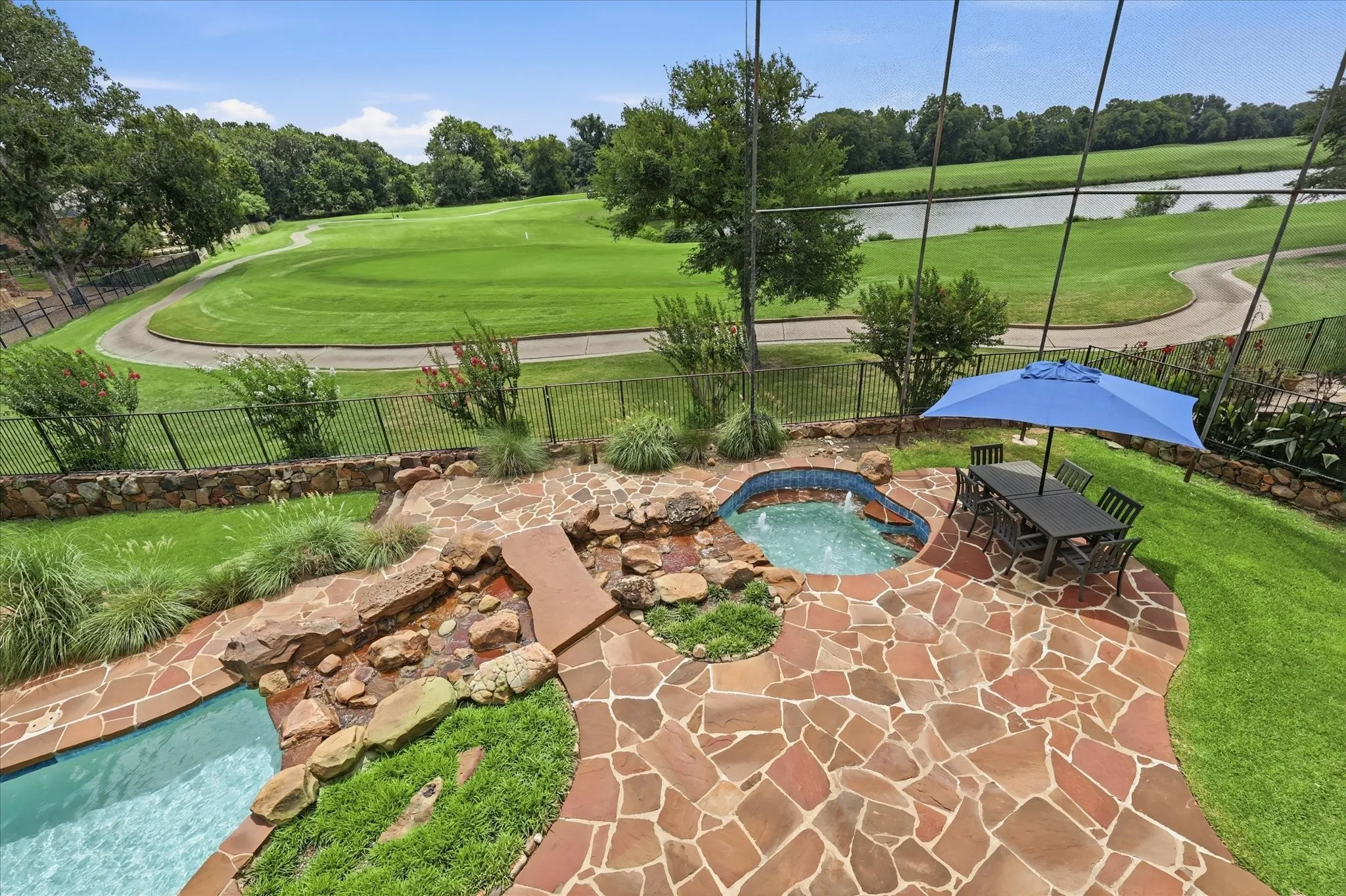 River bed water feature and lagoon spillover