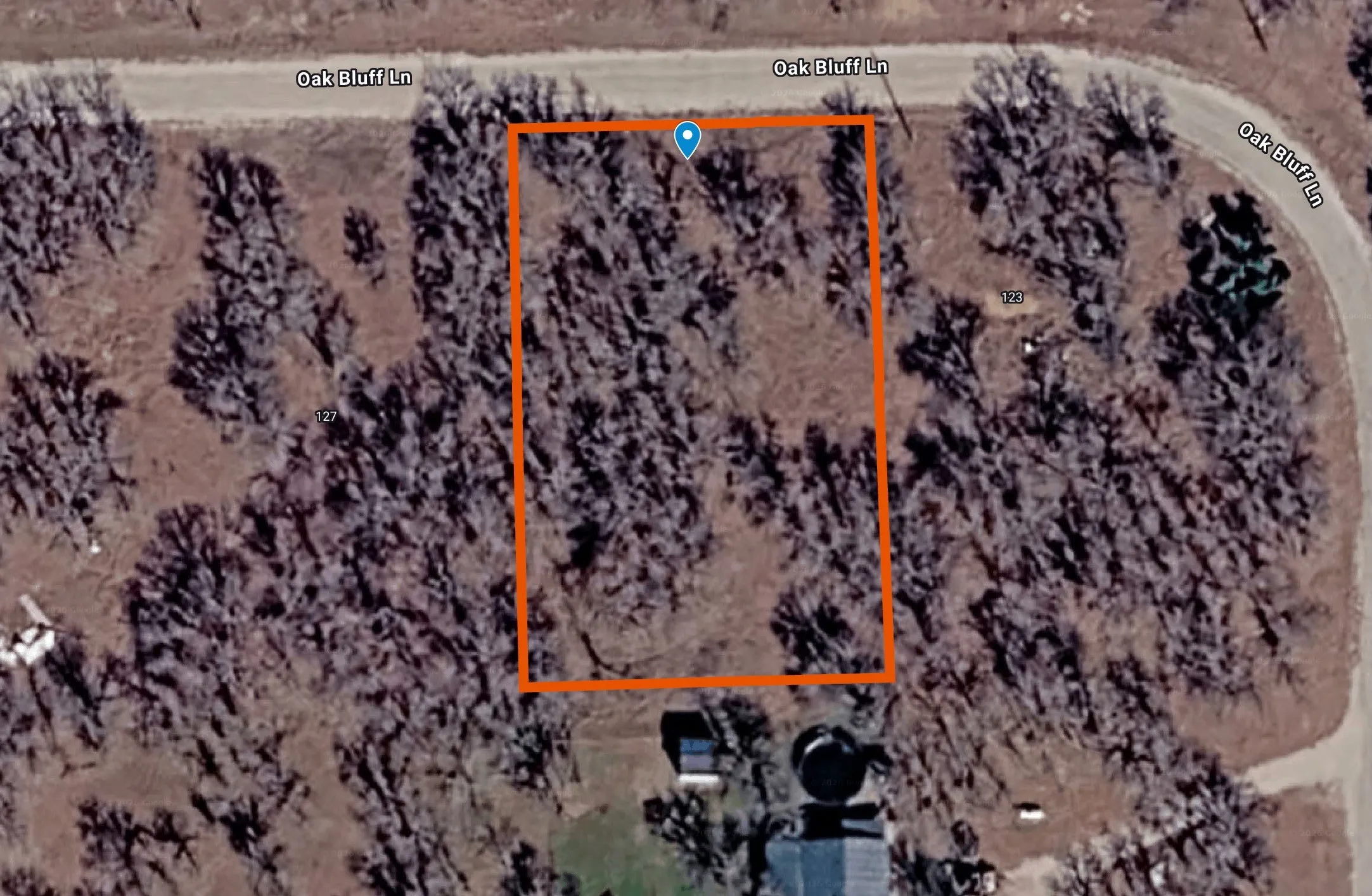 Aerial Property Map. Displaying the boundaries of the property and surrounding roadways