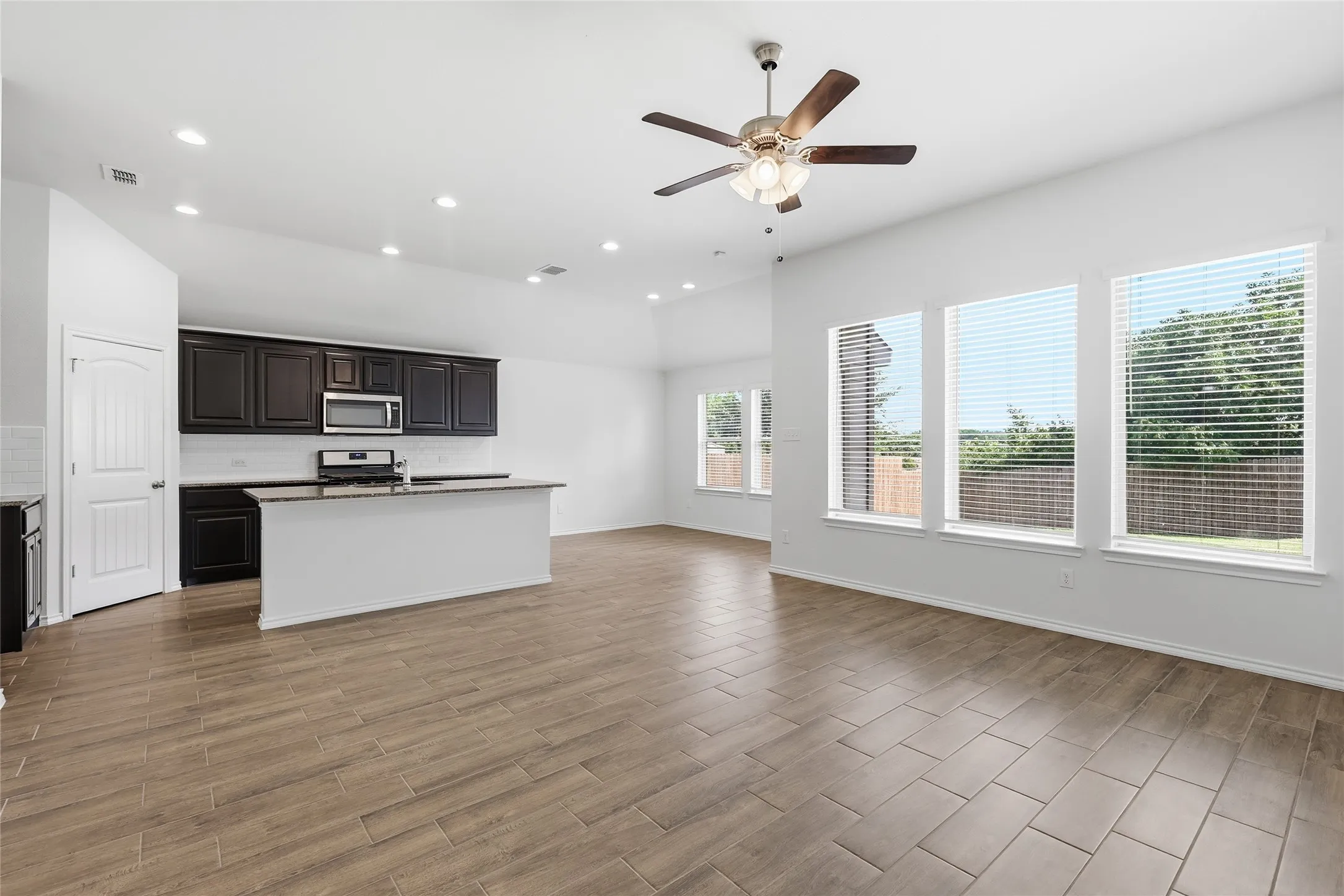 View of the living room and kitchen