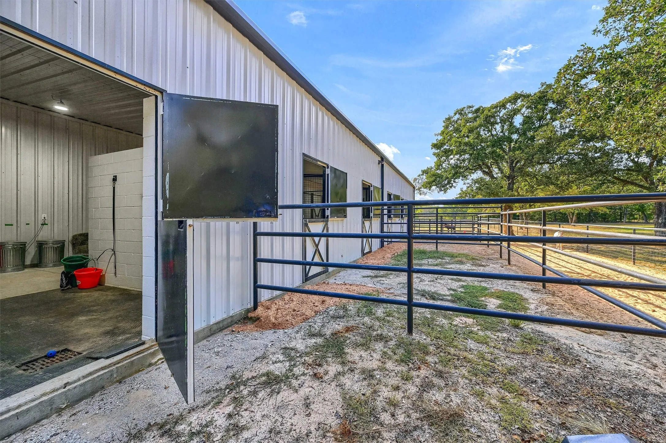 View of the outside lots off each stall.