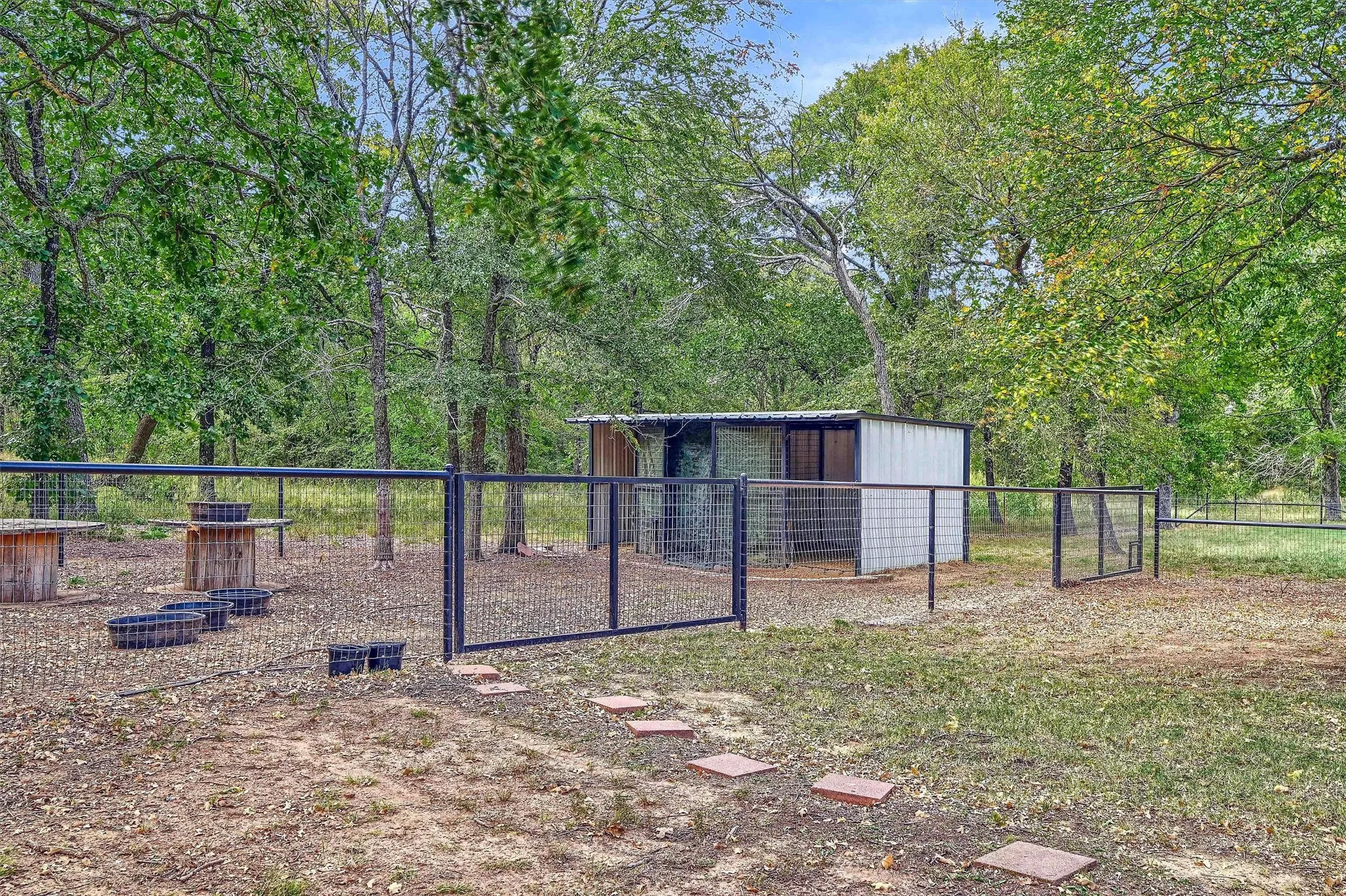 Loafing shed provides shelter for livestock in one of the pastures.