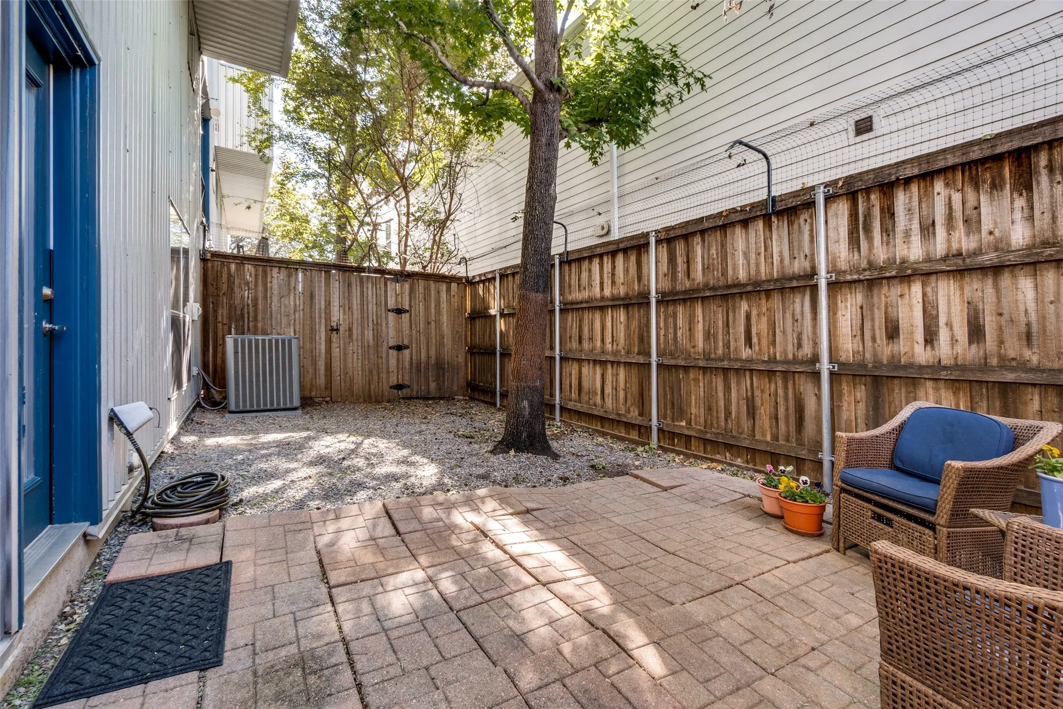 Private and partially shaded patio and courtyard.