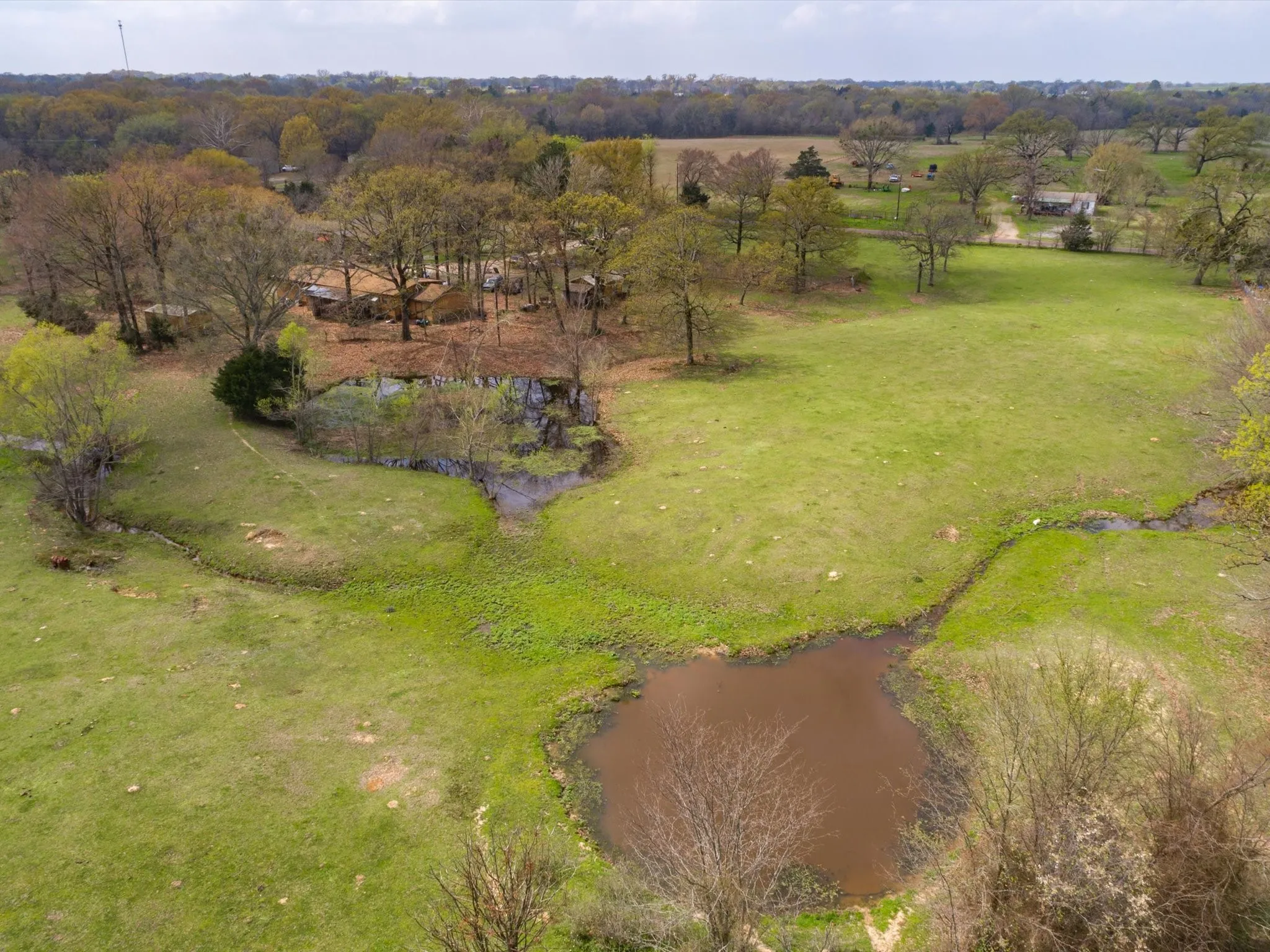 Aerial view with a rural view of tanks