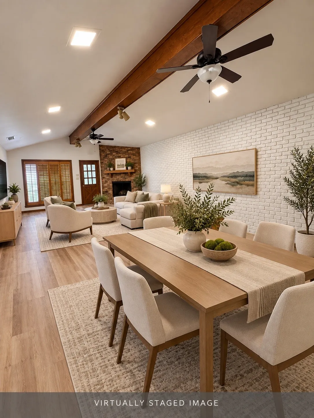 Combined living and dining area
