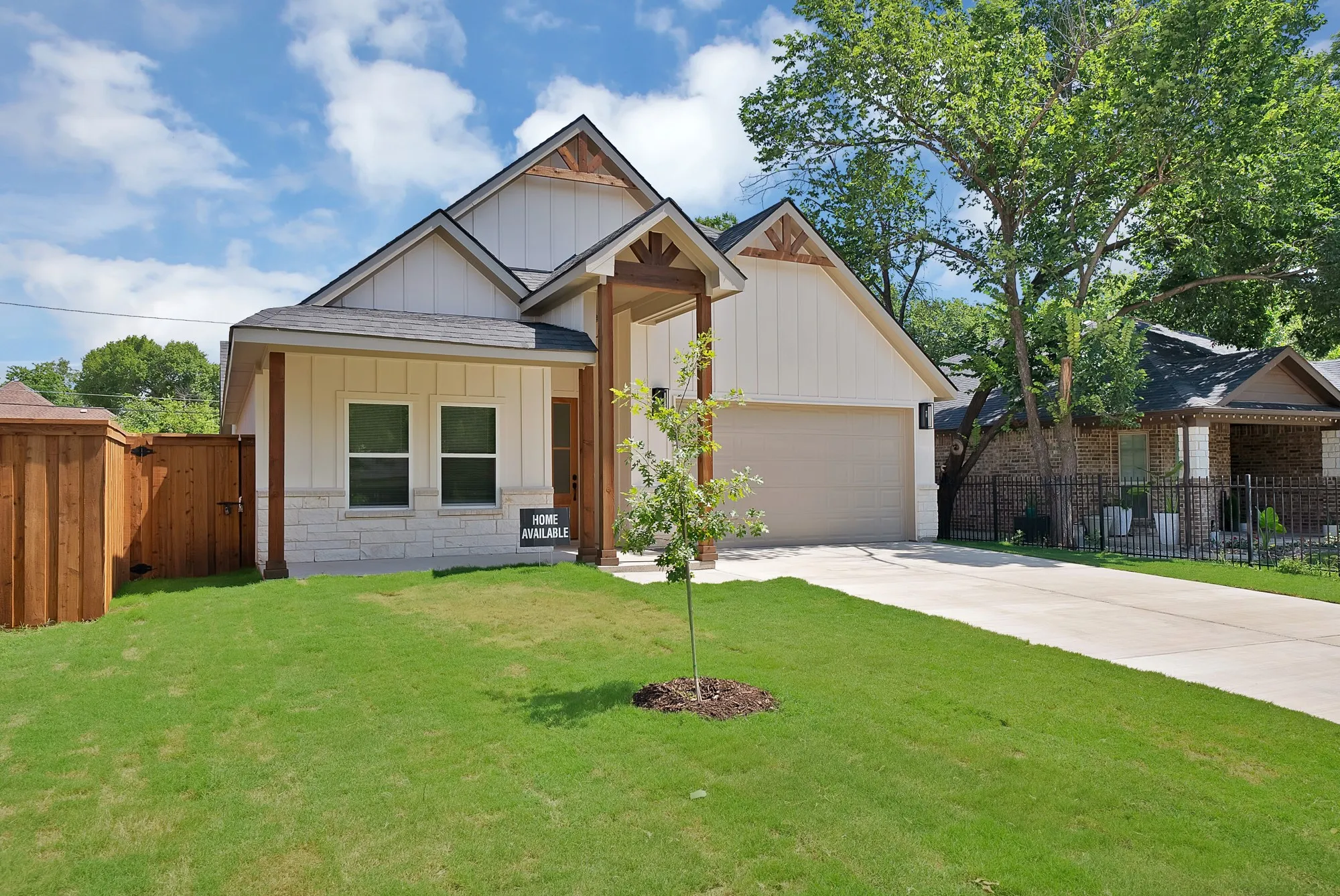 Contemporary-style single-story residence with a two-car garage