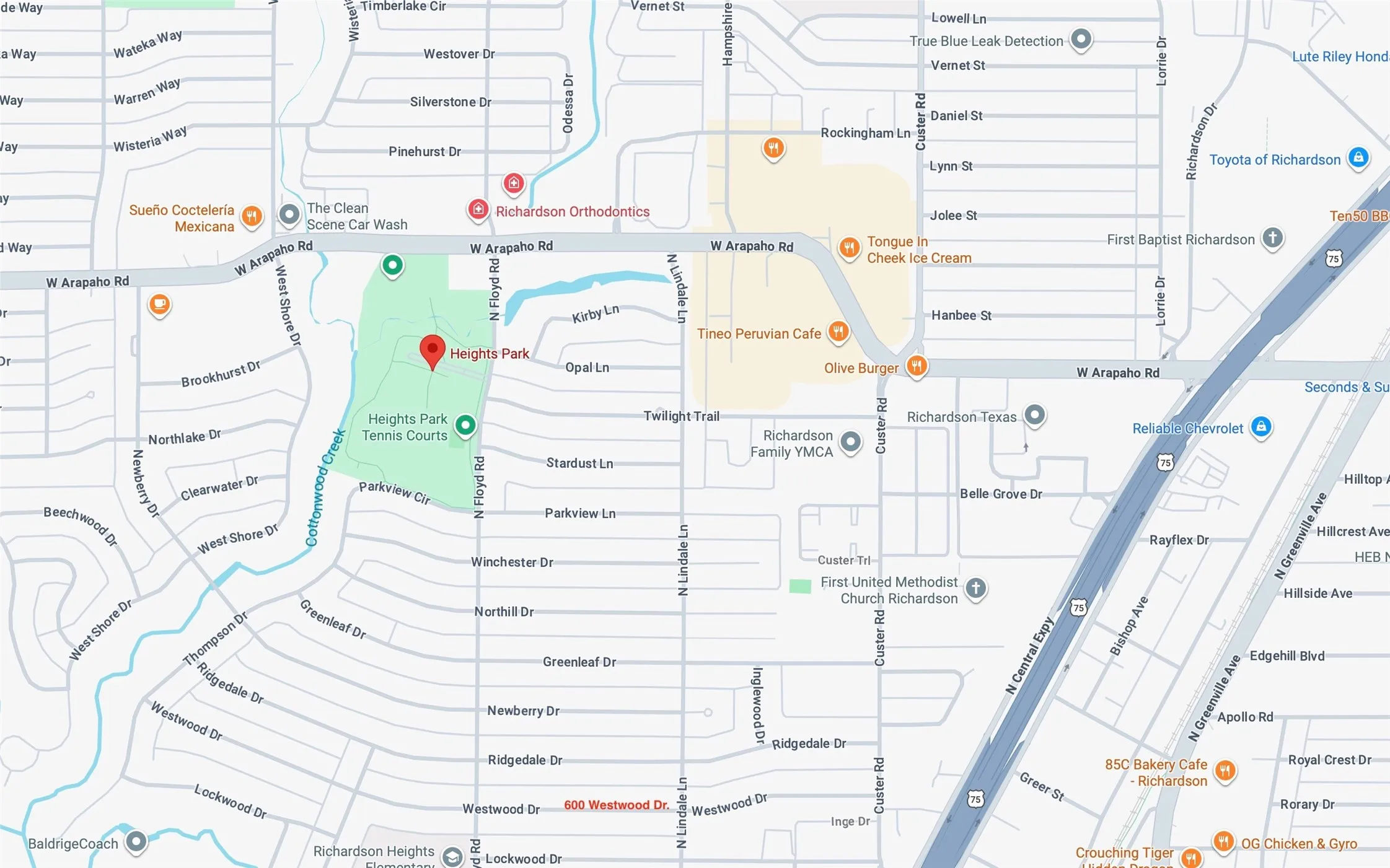 Heights Park Walking Distance From 600 Westwood Dr.