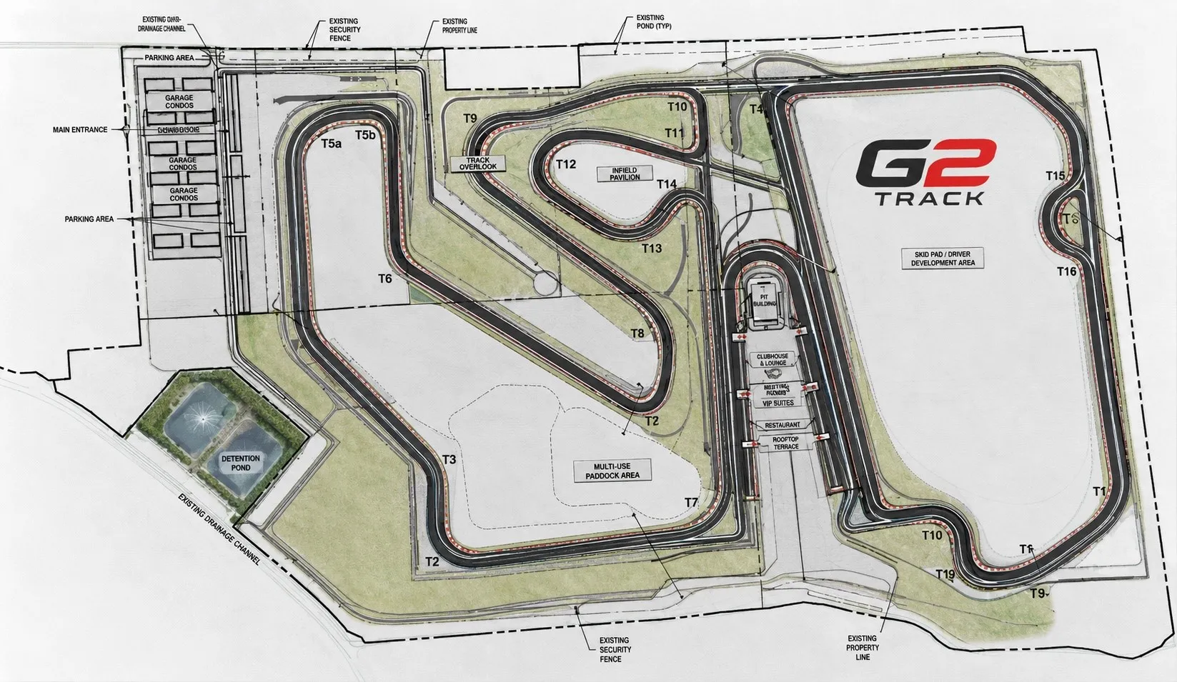 Site Plan. Illustrating the proposed G2 Track layout and associated facilities on the property