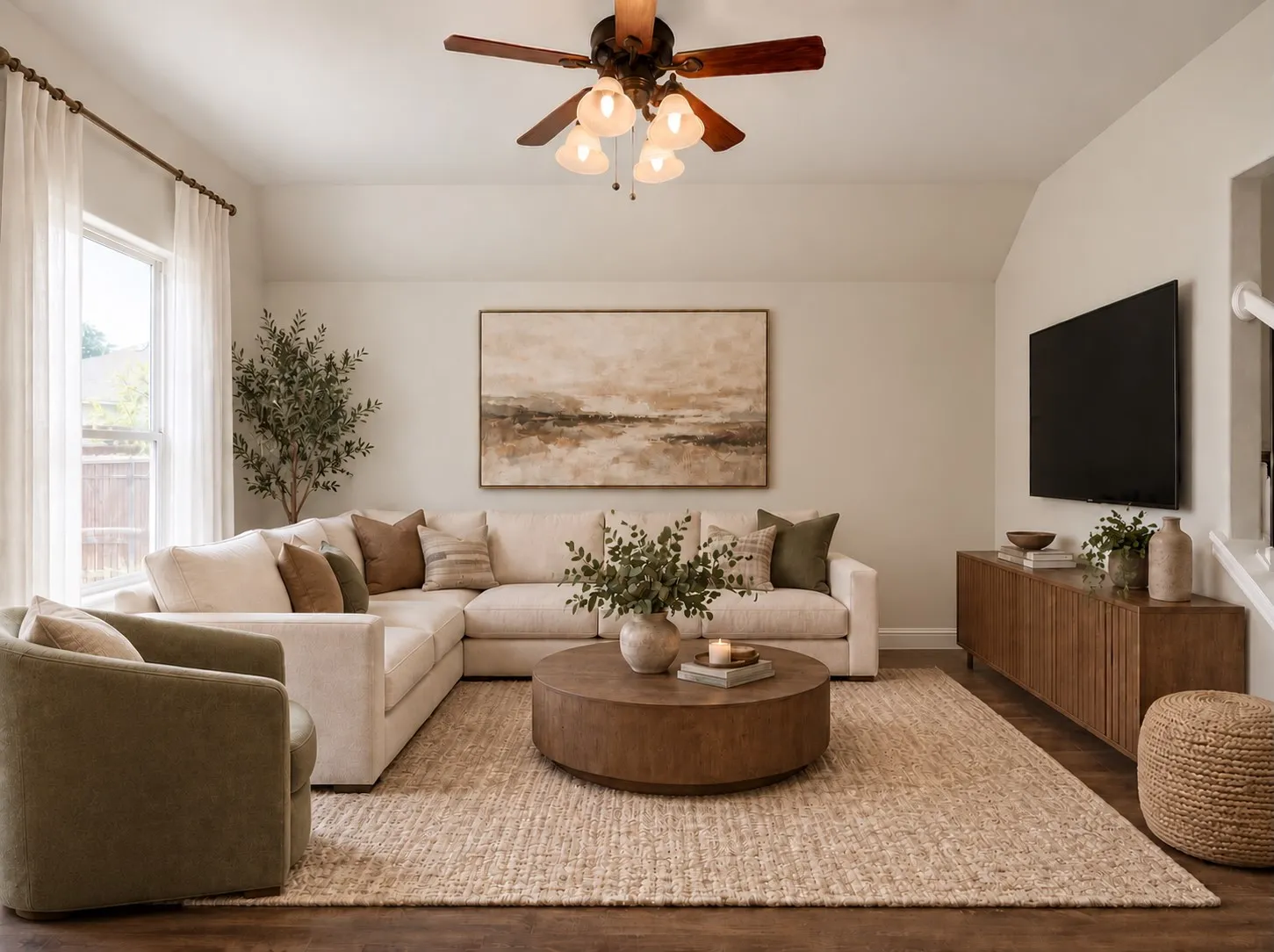 Virtually staged primary living room