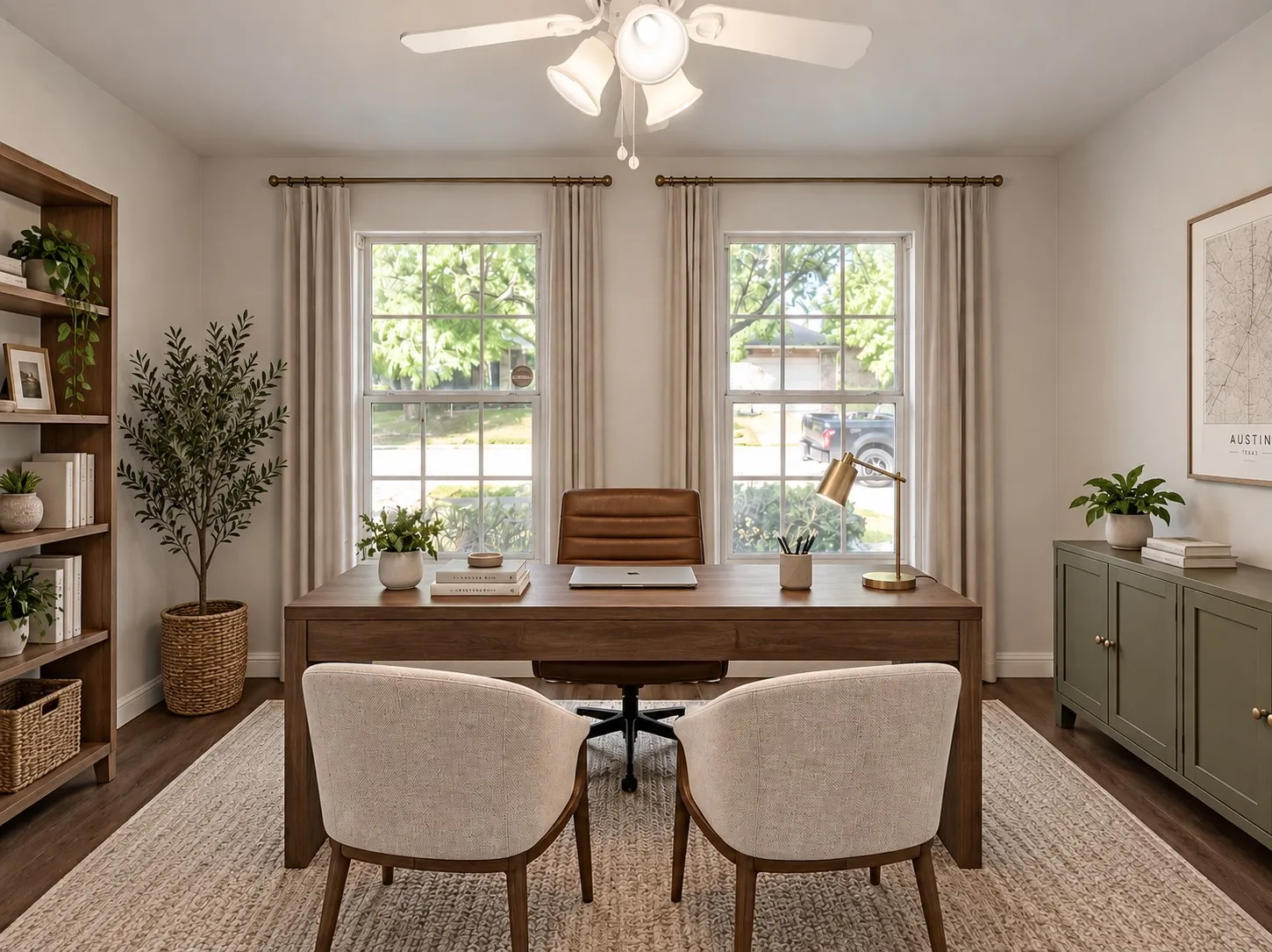 Virtually staged flex room upon entry as an​​‌​​​​‌​​‌‌​‌‌​​​‌‌​‌​‌​‌​​​‌​​ office