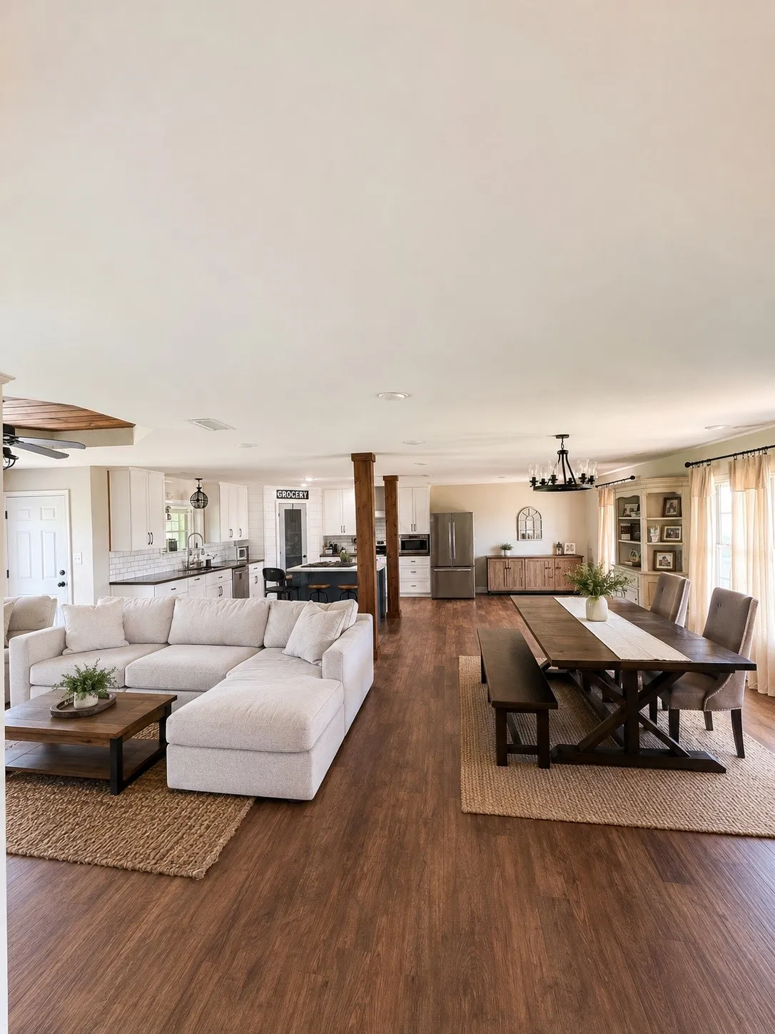 Open floor plan kitchen, dining and living area, perfect for entertaining.