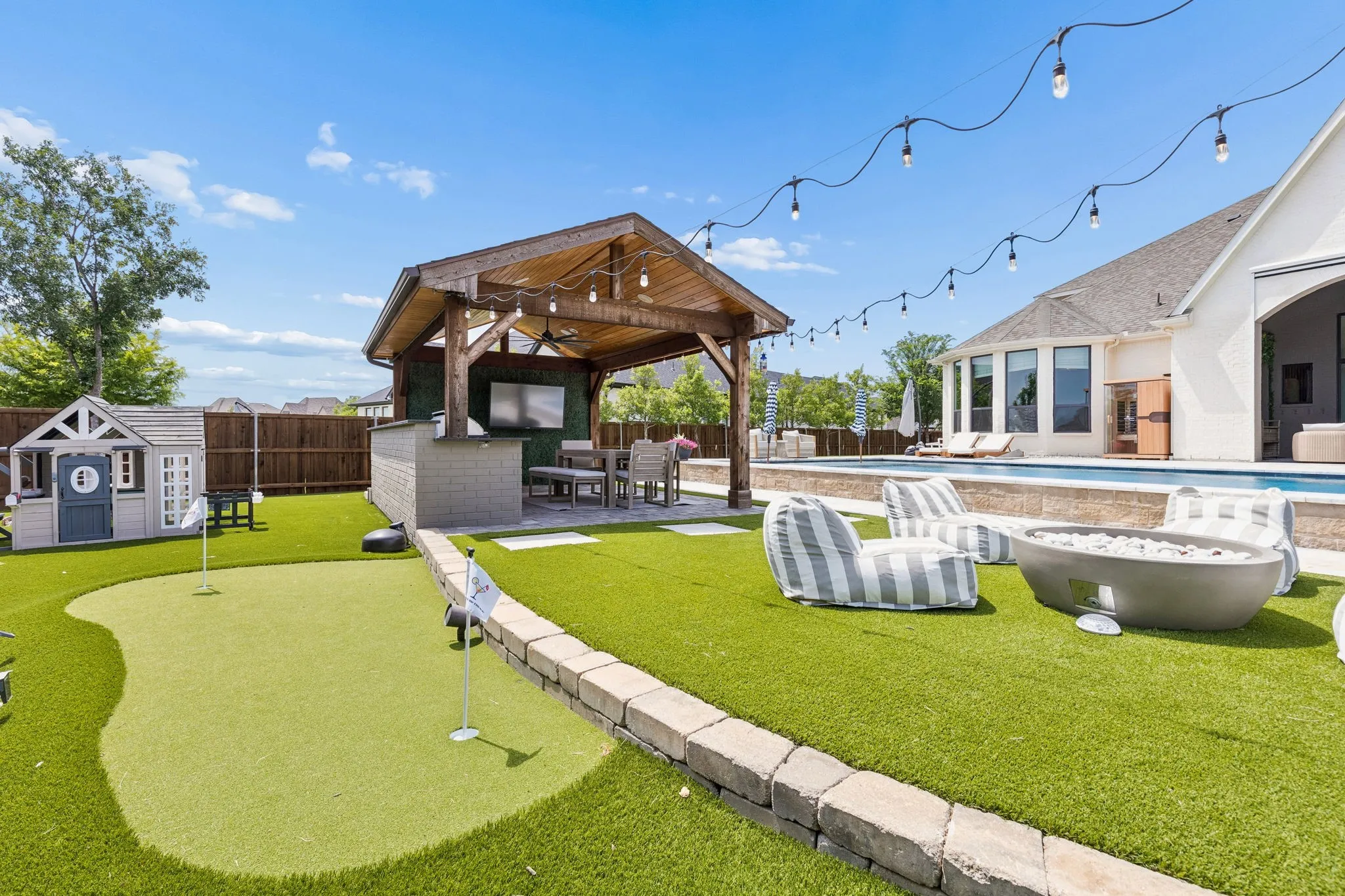 putting green and outdoor firepit
