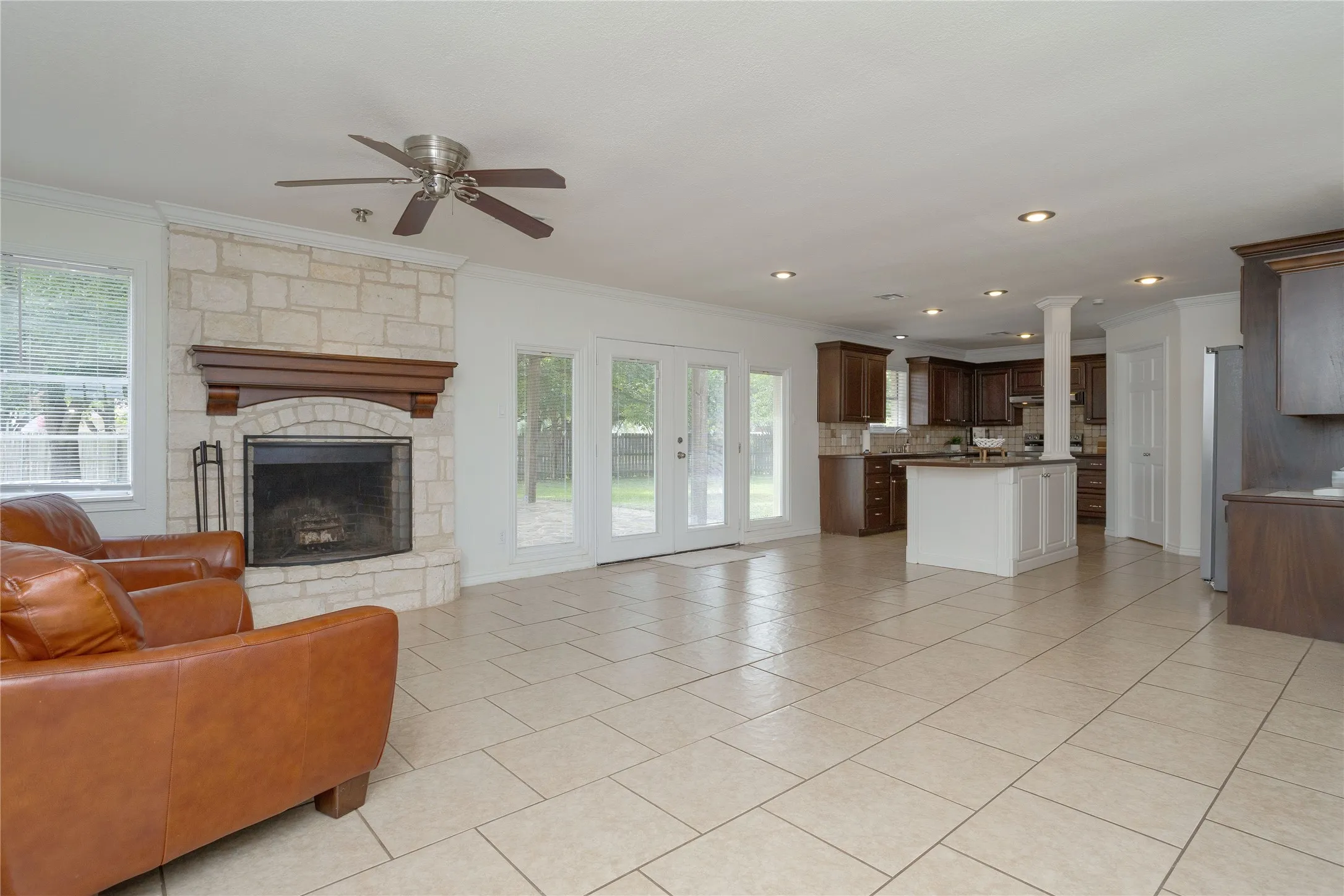 View from the living room, back into the kitchen. Great open floor plan!
