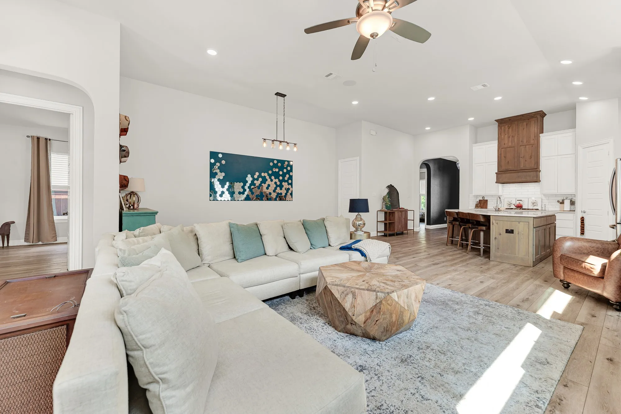 Living room open to kitchen, ideal for entertaining, Rowlett TX home for sale