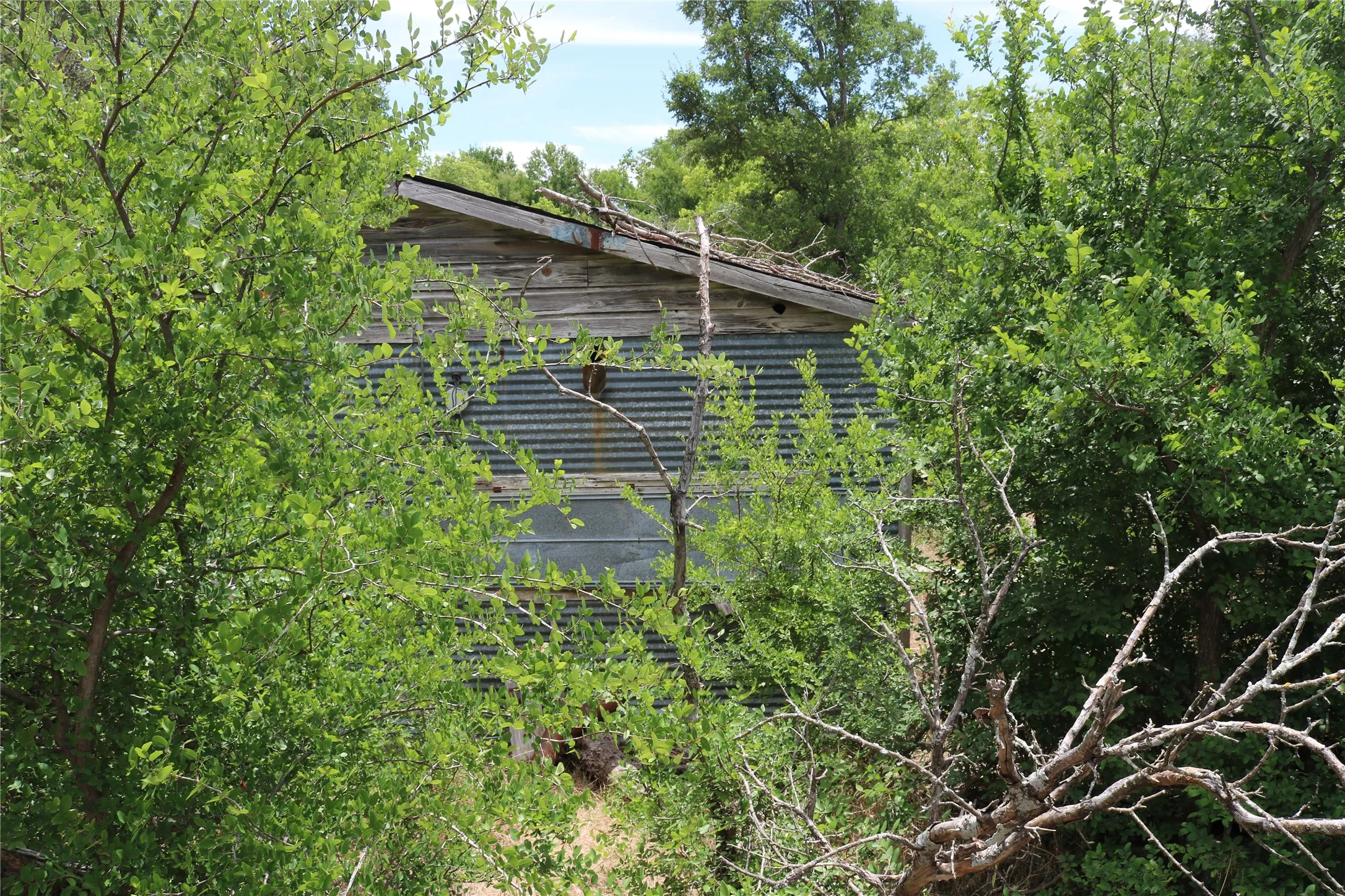 This wood and tin addition is on the back of the larger rock structure.