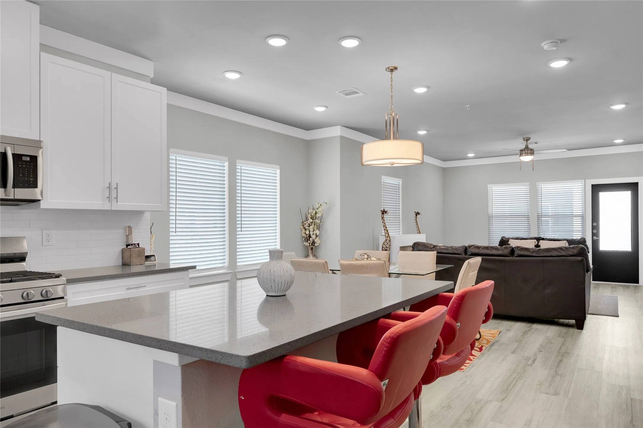 Open Kitchen-Dining-Living areas