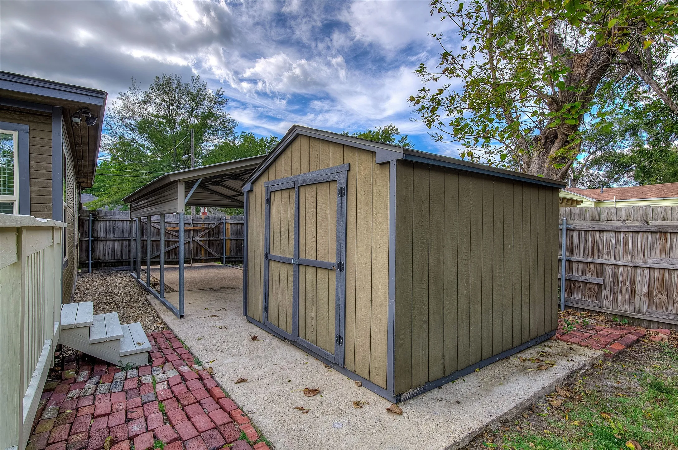 View of the Carport and storage building