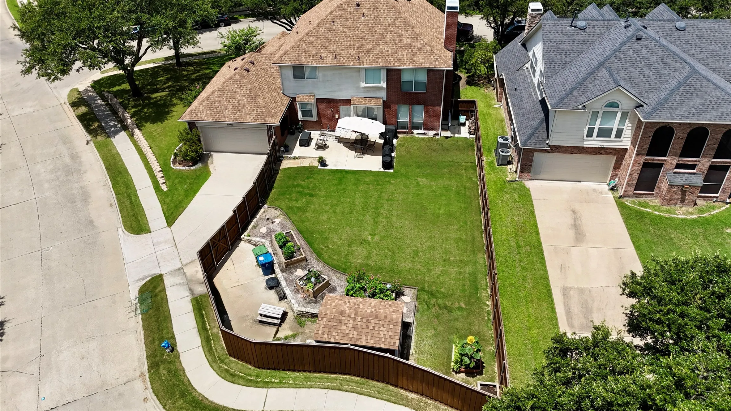 Large Backyard with Above Ground Garden, Storage Shed
