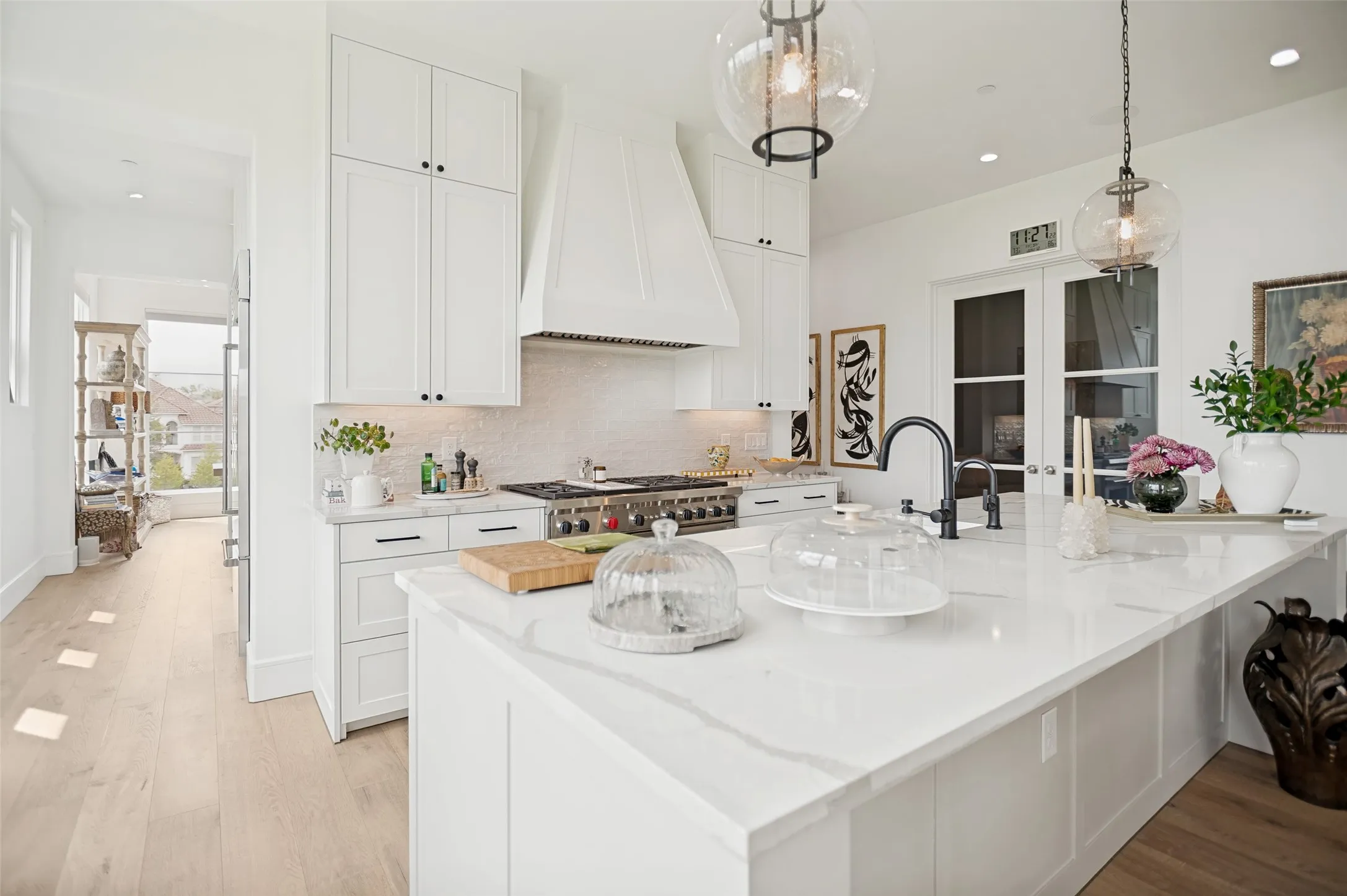 The impressive chef's kitchen is centered around a spacious island