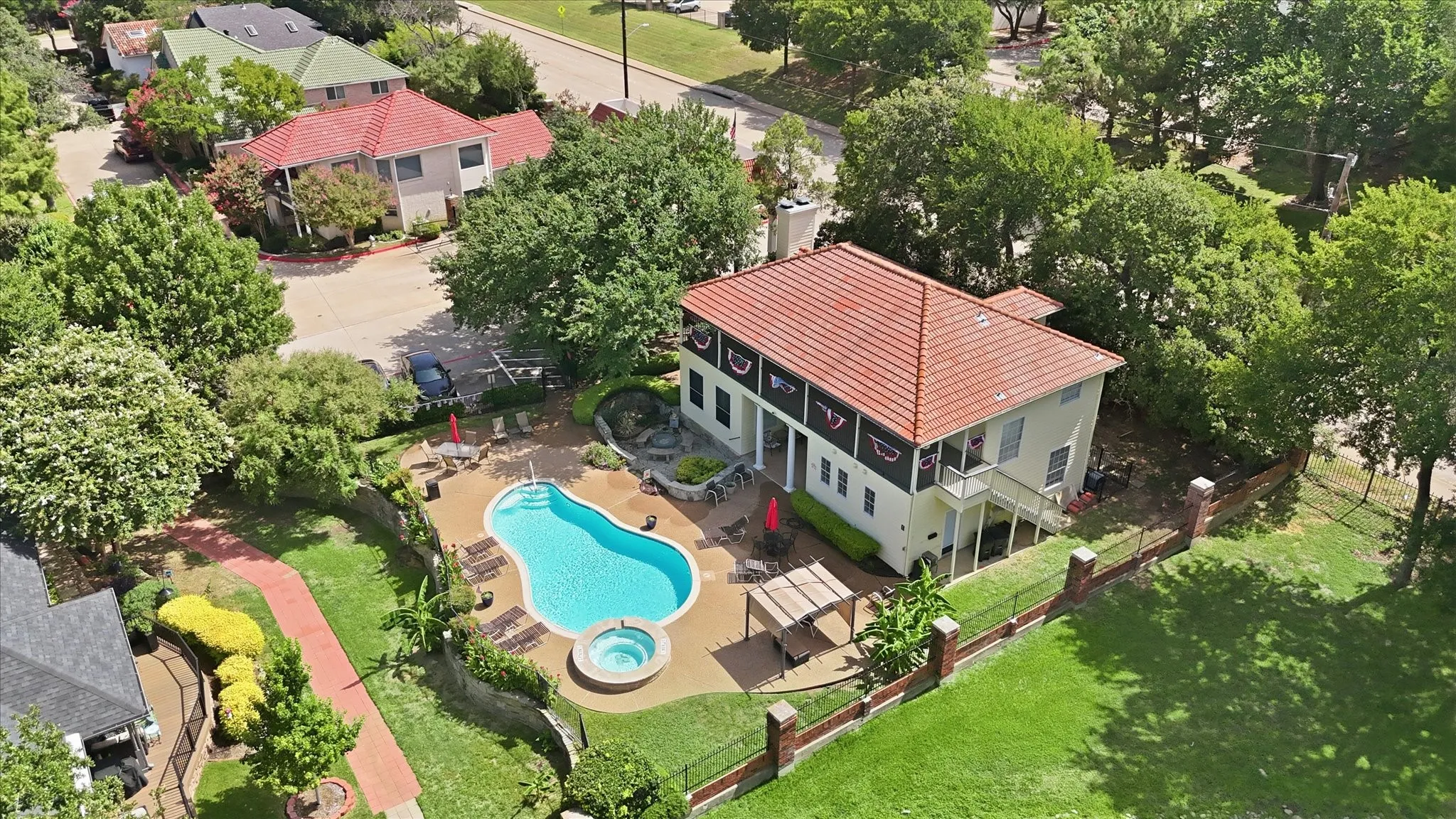 Aerial view of community center area