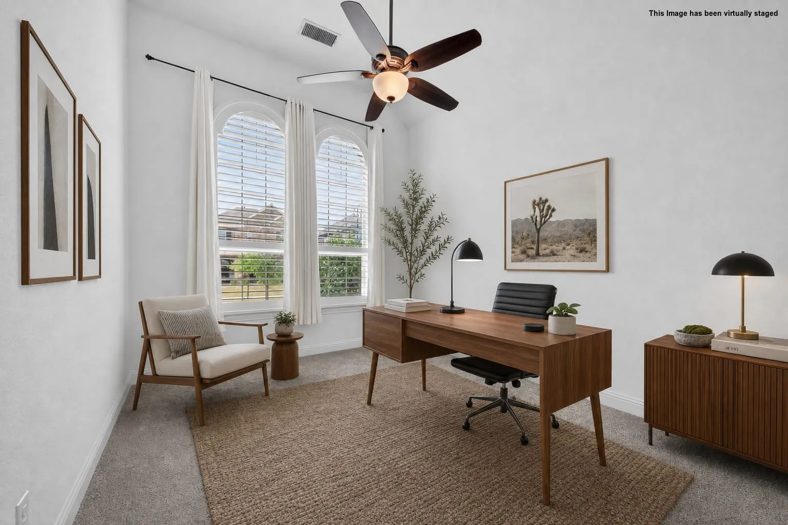office off the front of the house with French doors