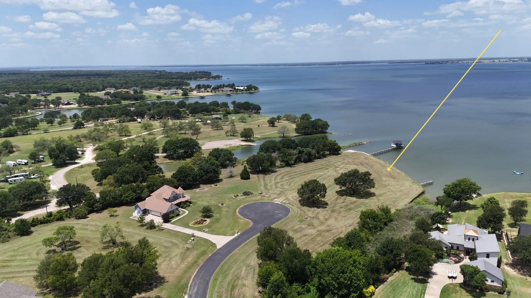 Aerial view captures Southpoint's peaceful setting along Richland Chambers Lake.