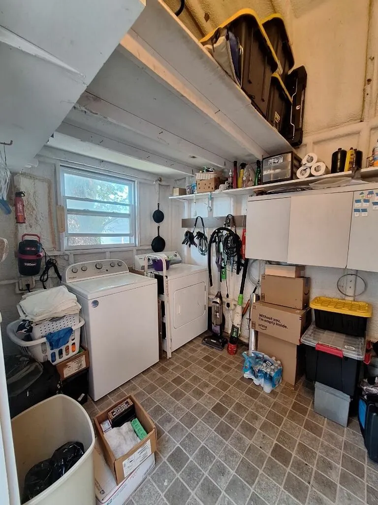 inside shed full size washer and dryer with room for storage