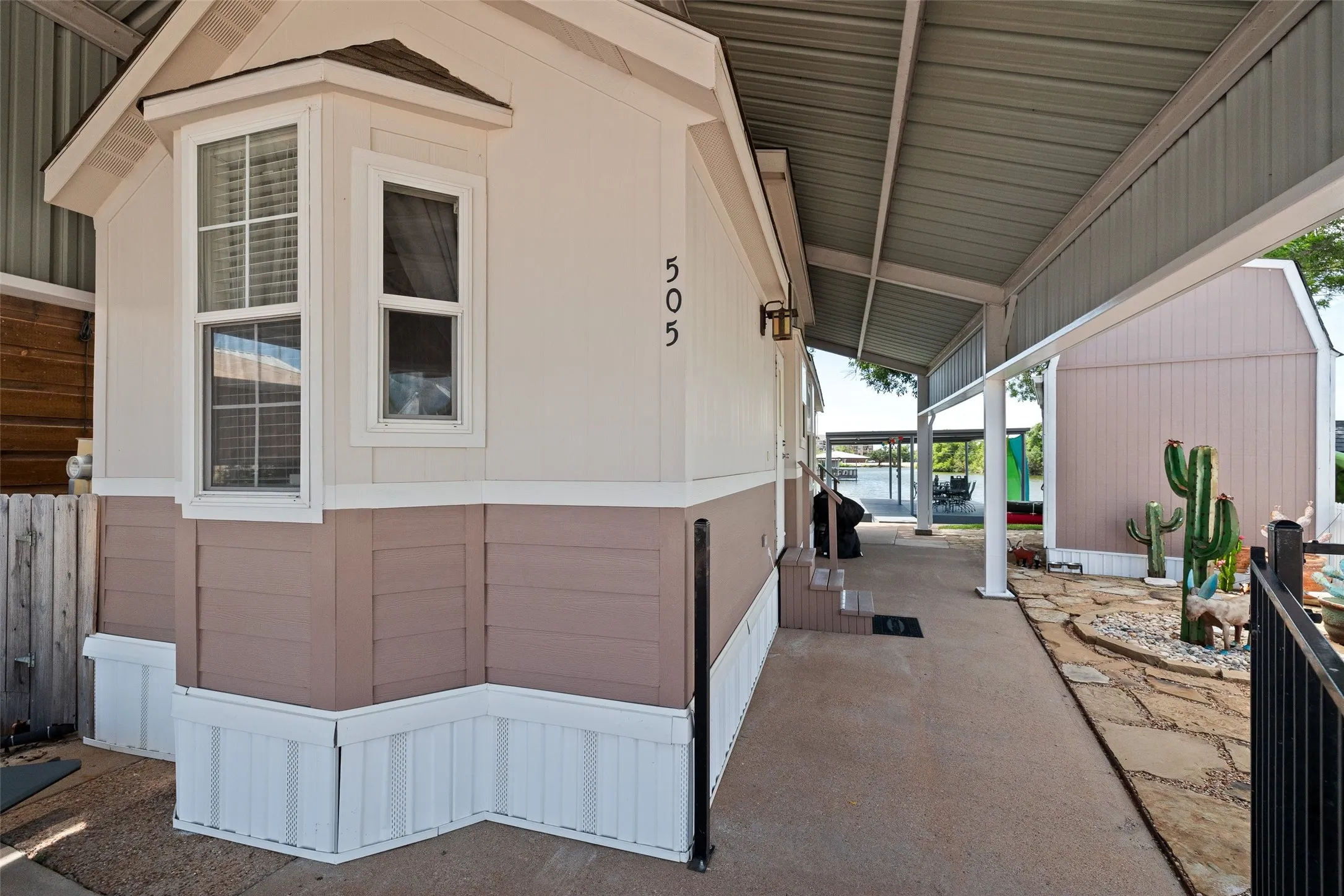 Side covered entrance directly from covered parking