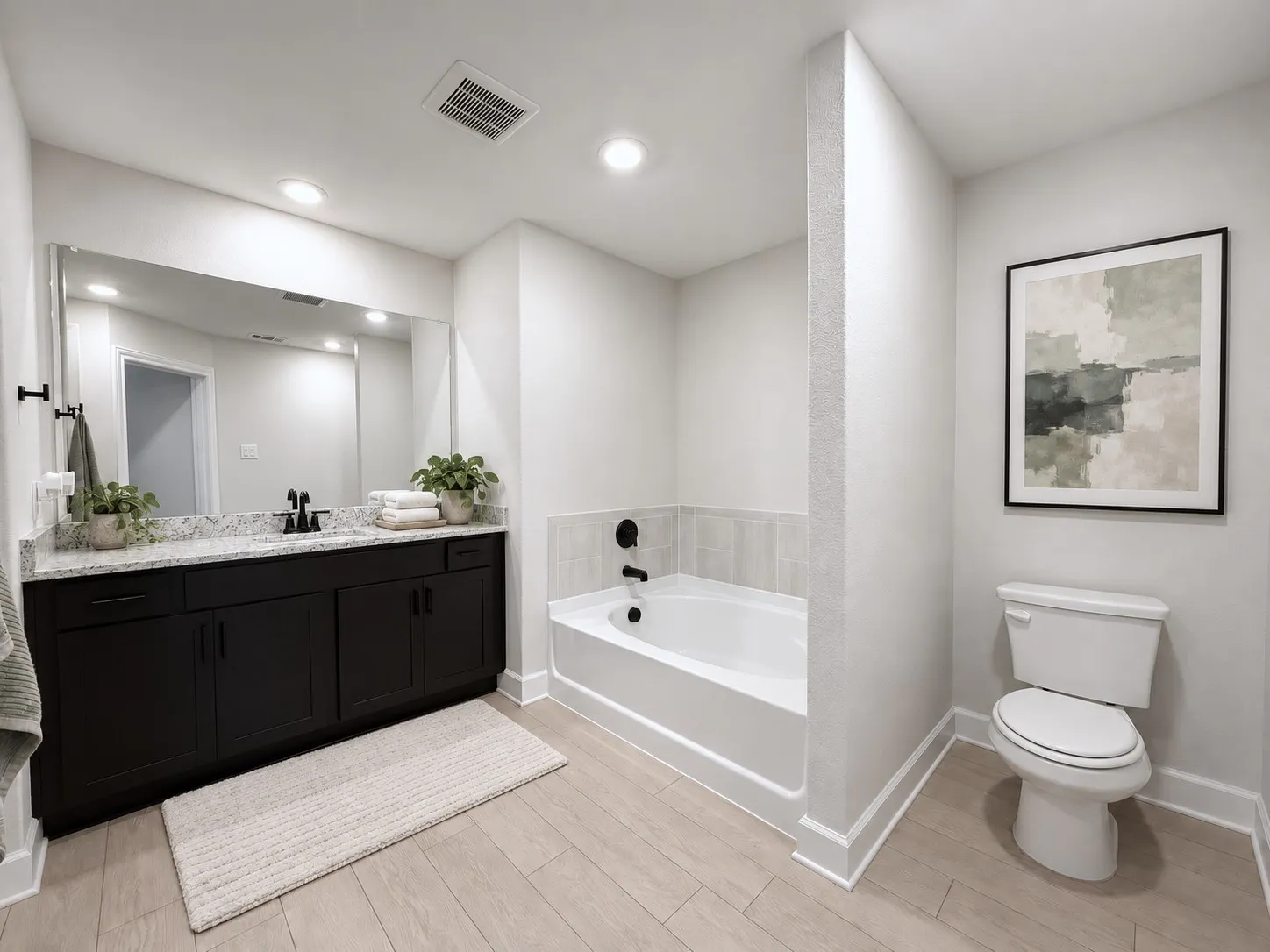 virtually staged to show potential furniture arrangemen