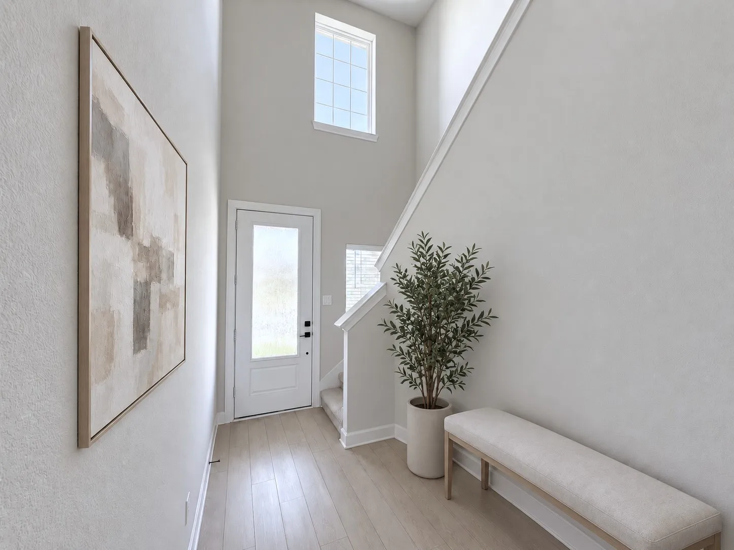 virtually staged to show potential furniture arrangemen