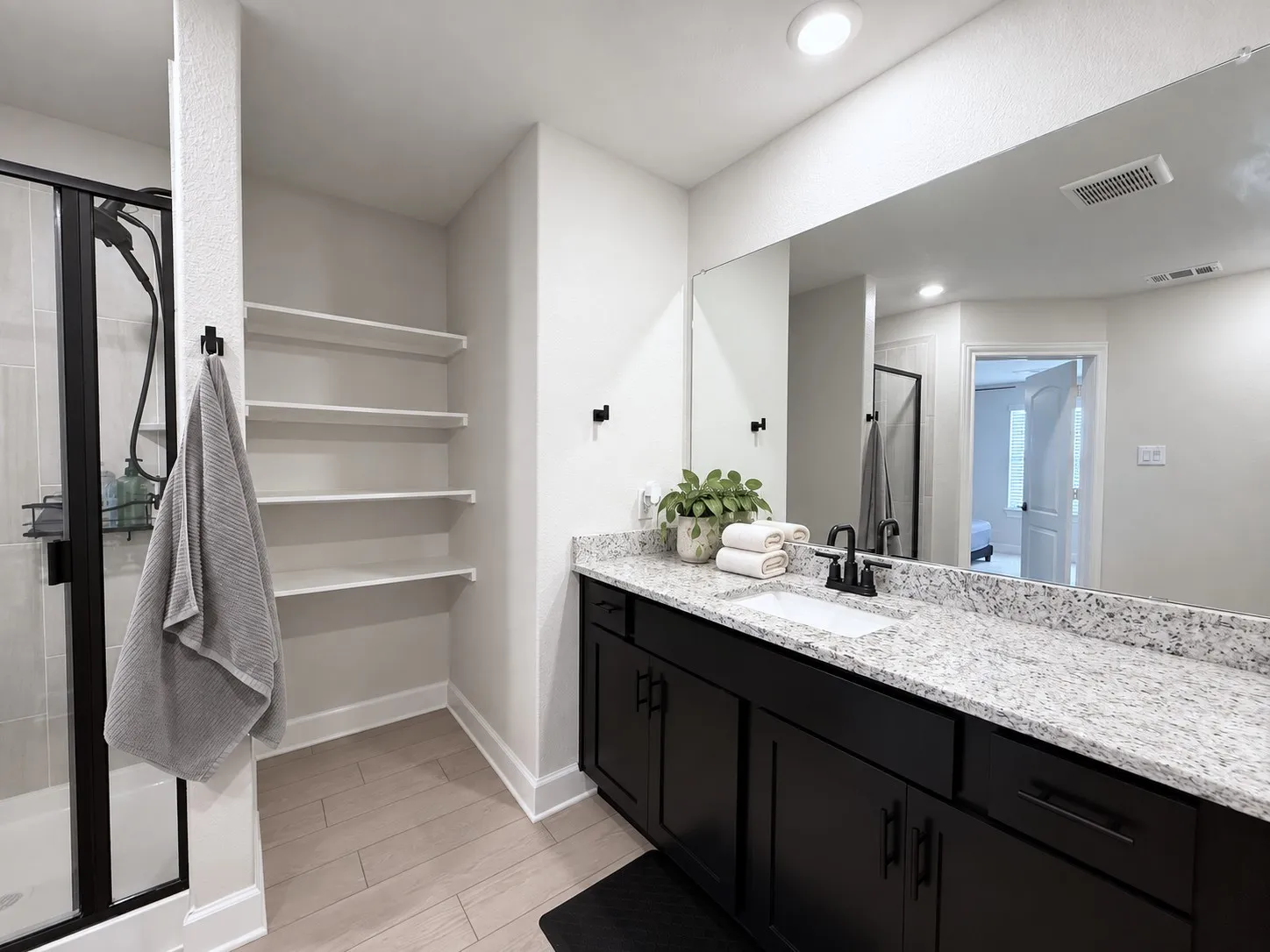 virtually staged to show potential furniture arrangemen