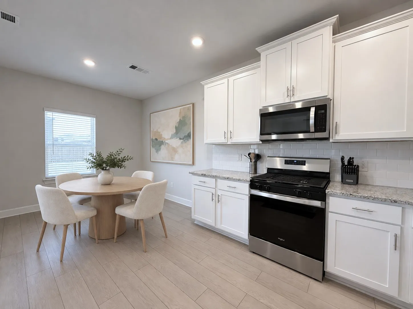 virtually staged to show potential furniture arrangemen